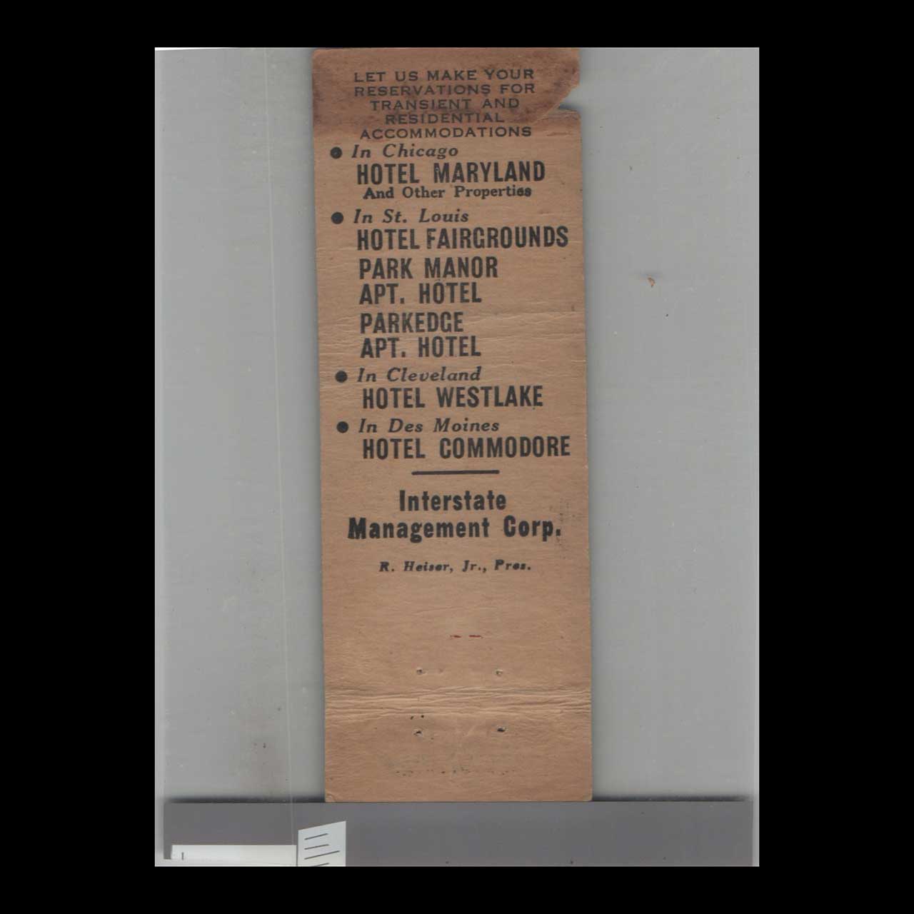 Matchbook Cover Windmill Holland Tavern St Louis MO Matchbook Cover Windmill Holland Tavern St Louis MO