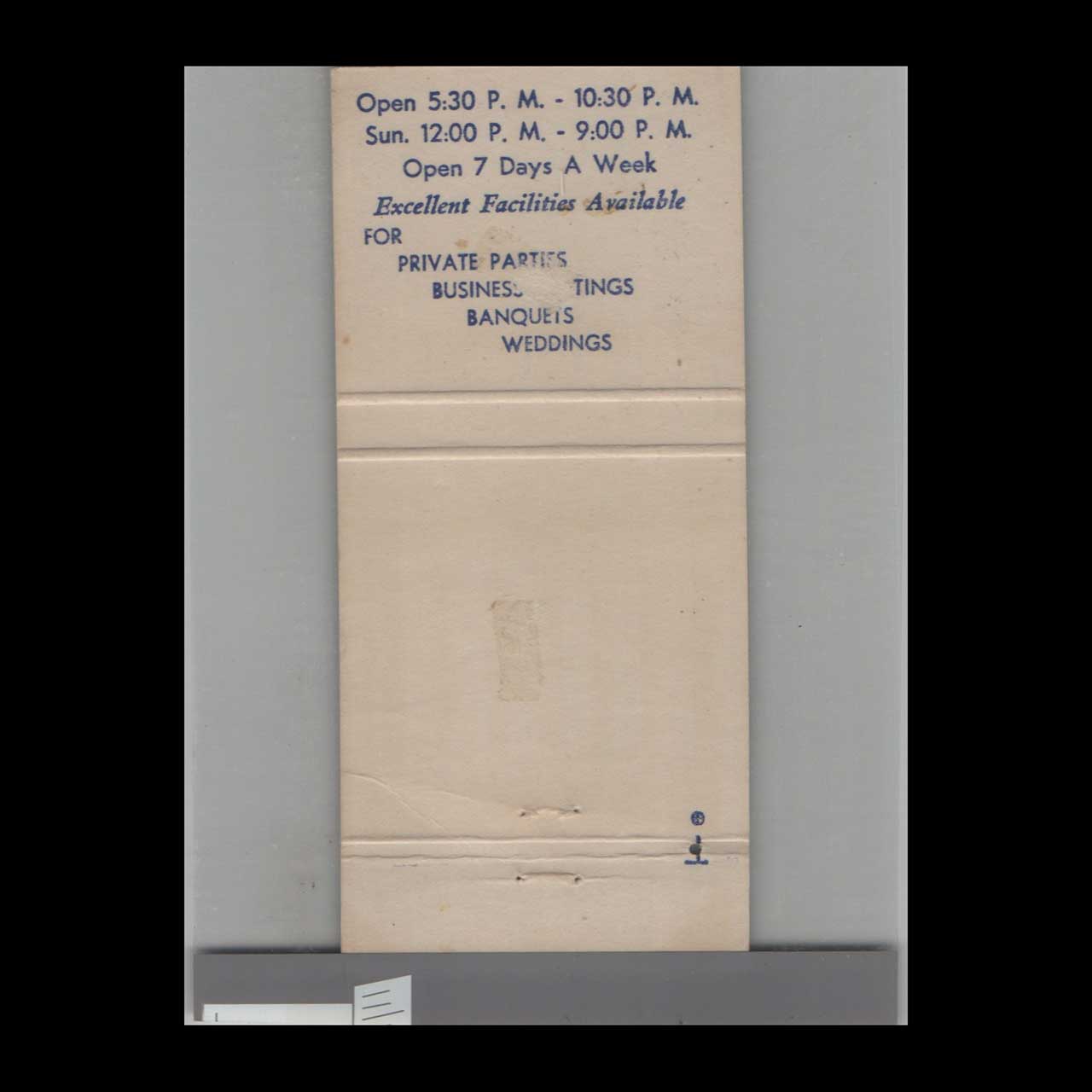 Windmill The Hungry Dutchman Denver Matchbook Cover Windmill The Hungry Dutchman Denver Matchbook Cover