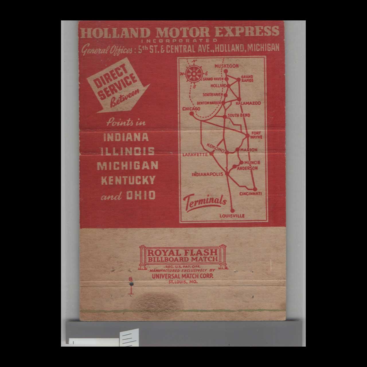 Windmill Holland Motor Express 25 Yrs Service Matchbook Cover Windmill Holland Motor Express 25 Yrs Service Matchbook Cover