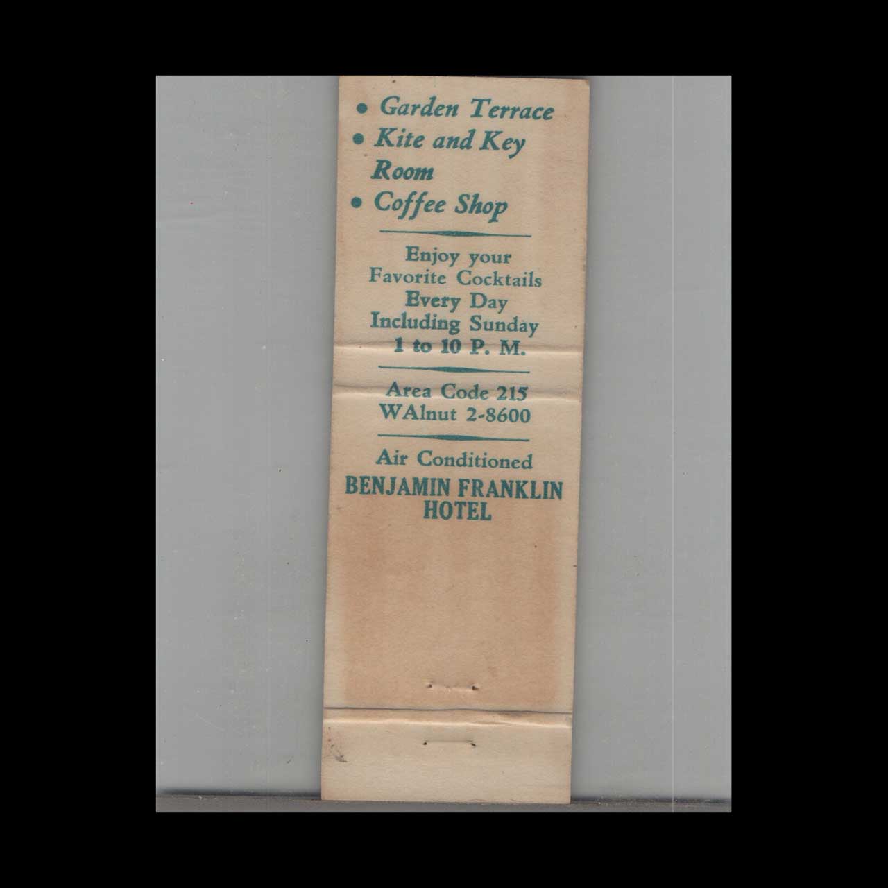 Matchbook Cover Benjamin Franklin Hotel Philadelphia PA Matchbook Cover Benjamin Franklin Hotel Philadelphia PA