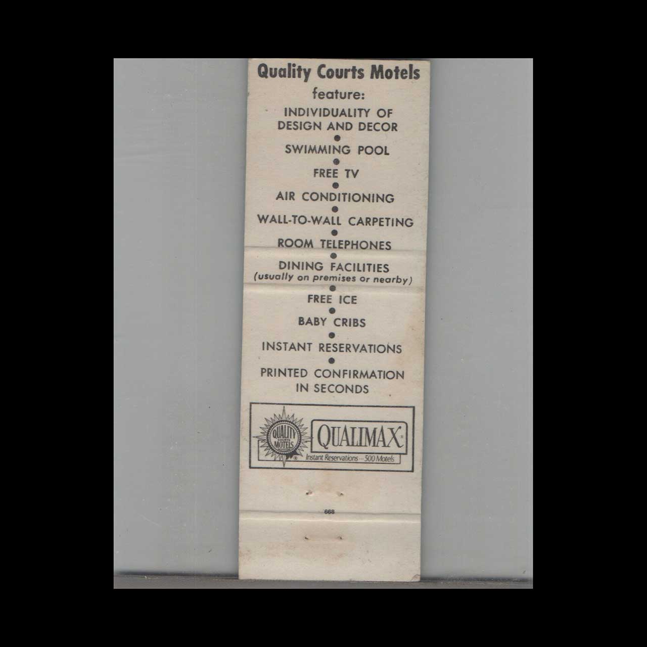 Matchbook Cover Quality Courts Motel Wheeling WV Matchbook Cover Quality Courts Motel Wheeling WV