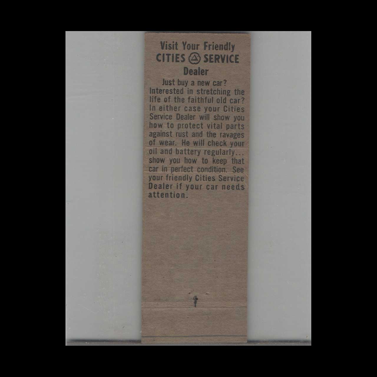 Myers Cafe & Cities Service Gas Matchbook Cover Red Lake Falls Myers Cafe & Cities Service Gas Matchbook Cover Red Lake Falls