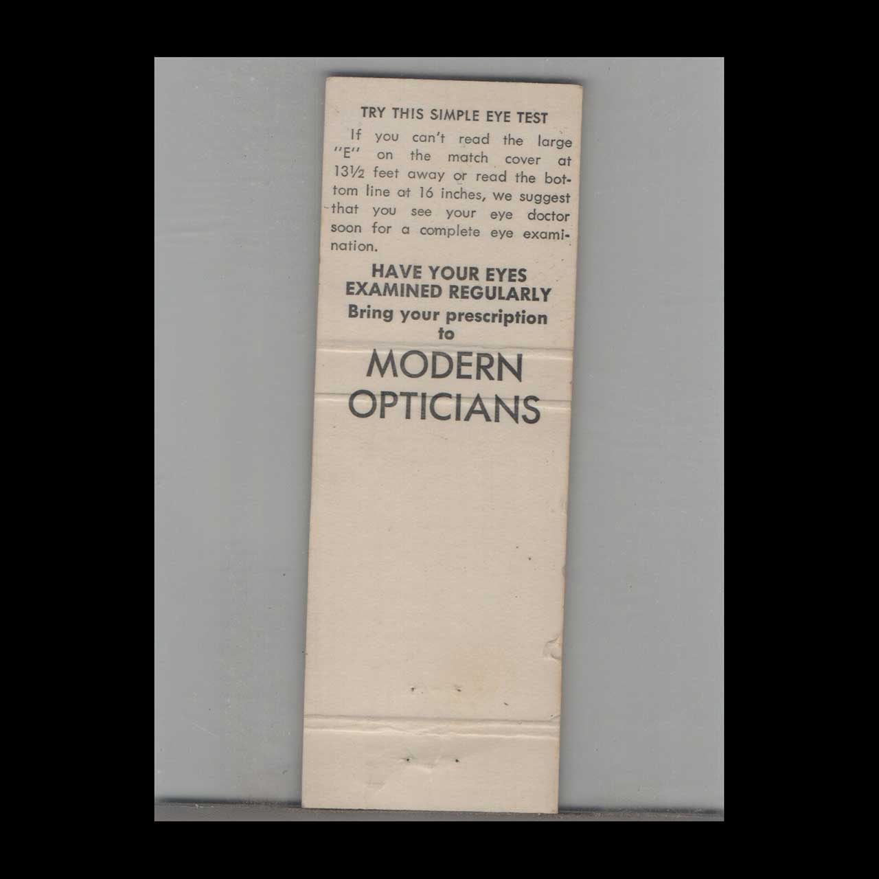 Matchbook Cover Eye Doctor Modern Opticians New Castle PA Matchbook Cover Eye Doctor Modern Opticians New Castle PA