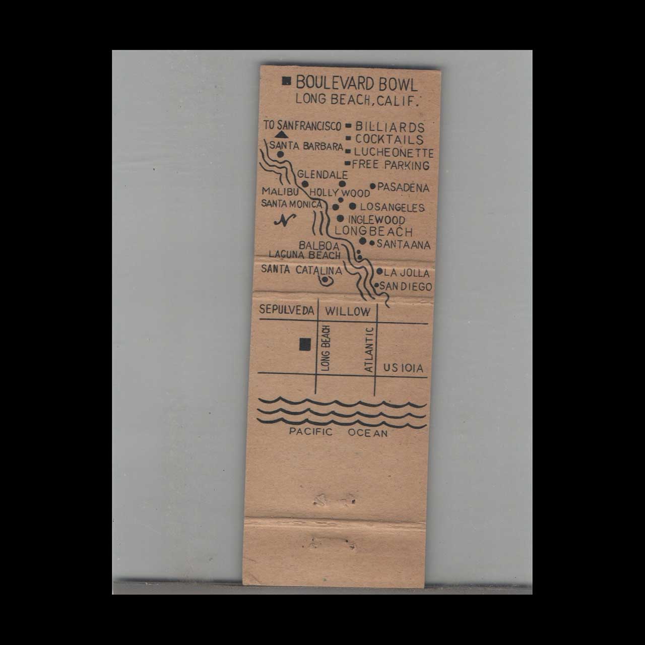 Bowling Boulevard Bowl Long Beach Matchbook Cover Bowling Boulevard Bowl Long Beach Matchbook Cover