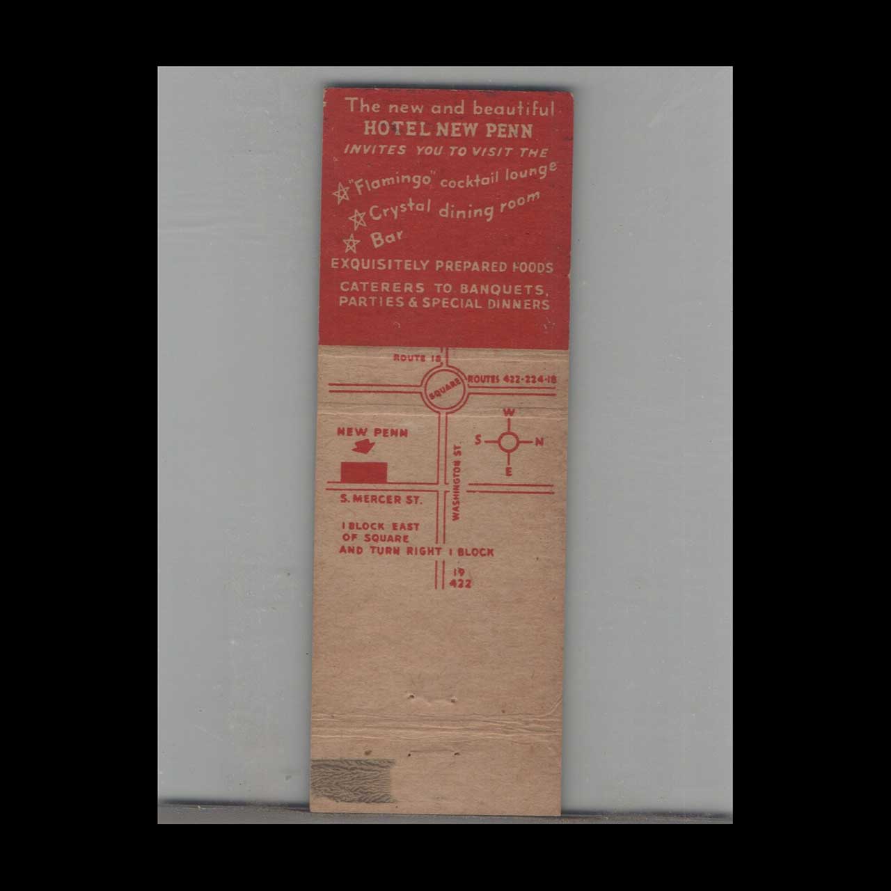 Matchbook Cover Hotel New Penn New Castle PA Matchbook Cover Hotel New Penn New Castle PA