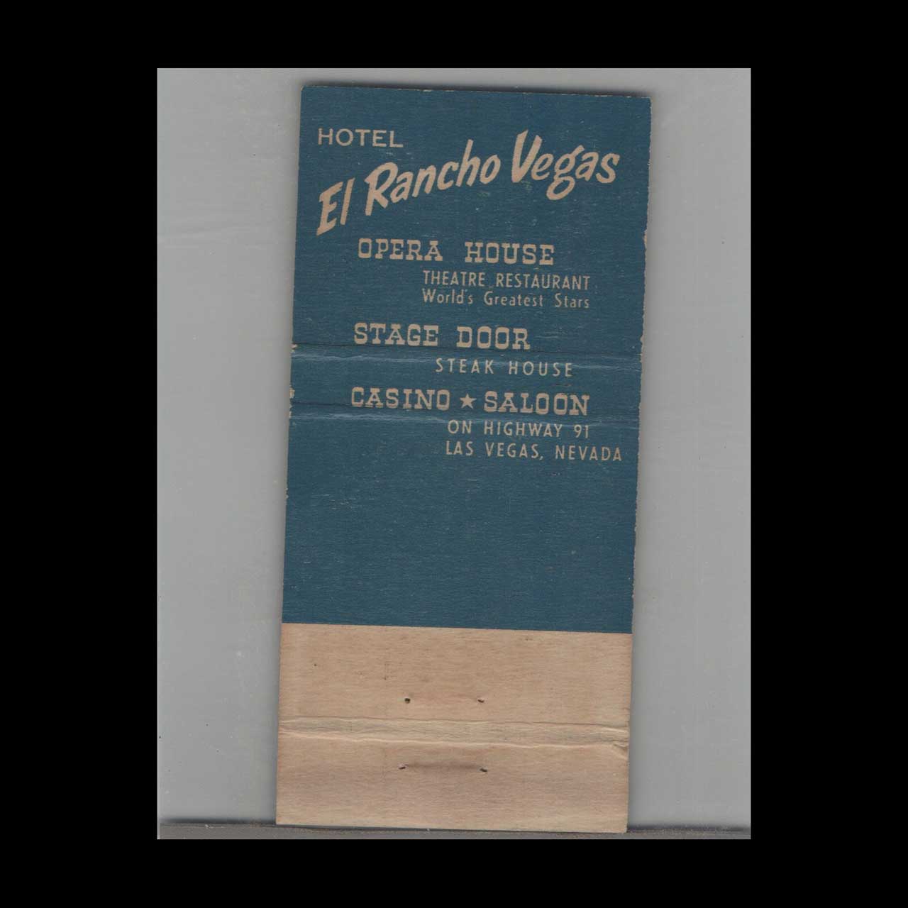 Matchbook Cover Casino El Rancho Hotel Las Vegas NV Matchbook Cover Casino El Rancho Hotel Las Vegas NV