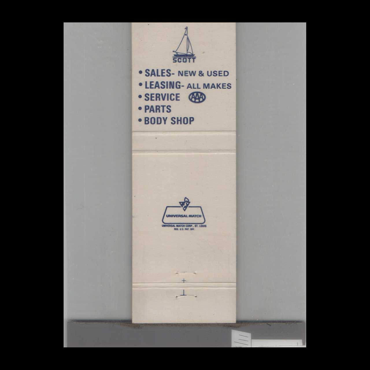 Oldsmobile Dealer Matchbook Cover Scott Saab Wynnewood PA Oldsmobile Dealer Matchbook Cover Scott Saab Wynnewood PA