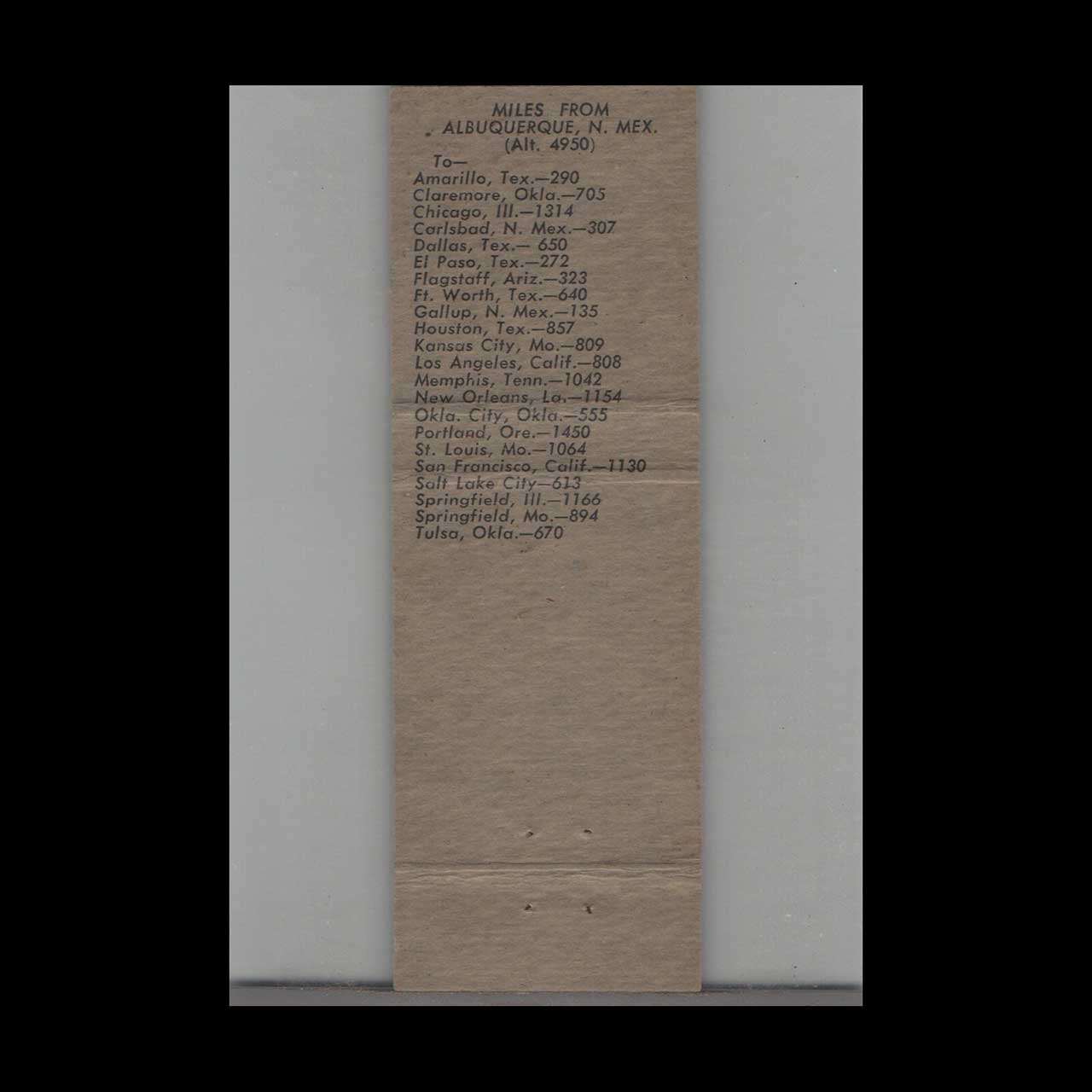 La Sierra Motel & Coffee Shop Matchbook Cover Albuquerque La Sierra Motel & Coffee Shop Matchbook Cover Albuquerque