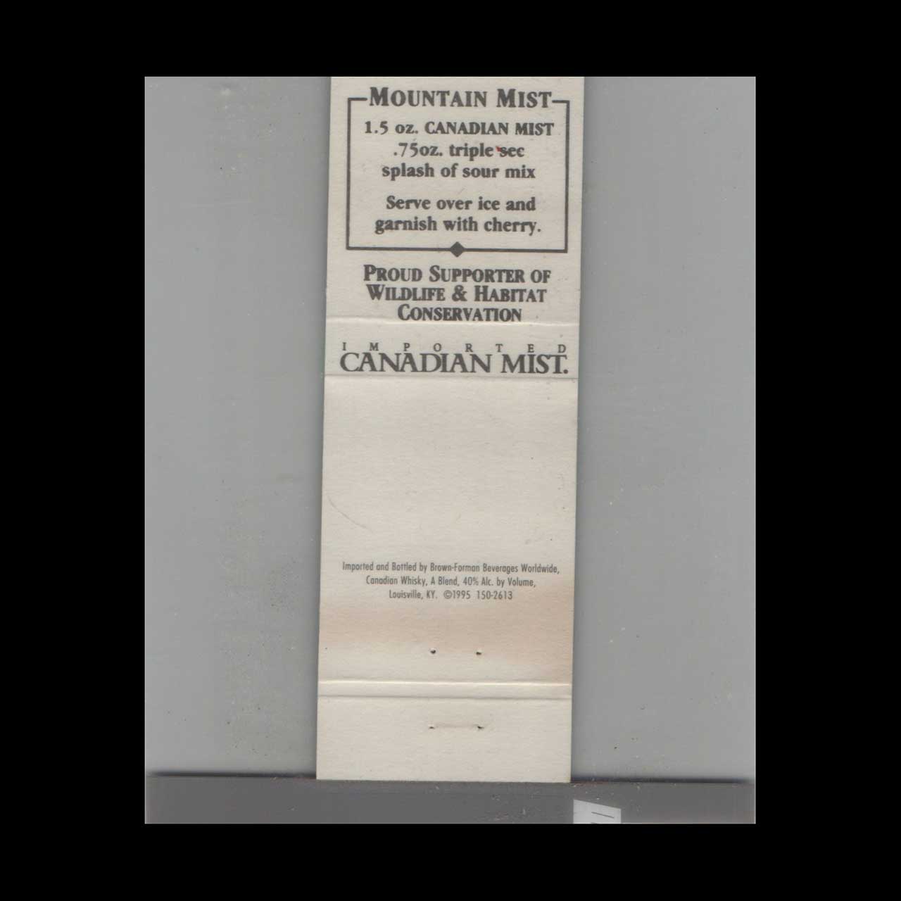 Matchbook Cover Whiskey Imported Canadian Mist Moose Matchbook Cover Whiskey Imported Canadian Mist Moose