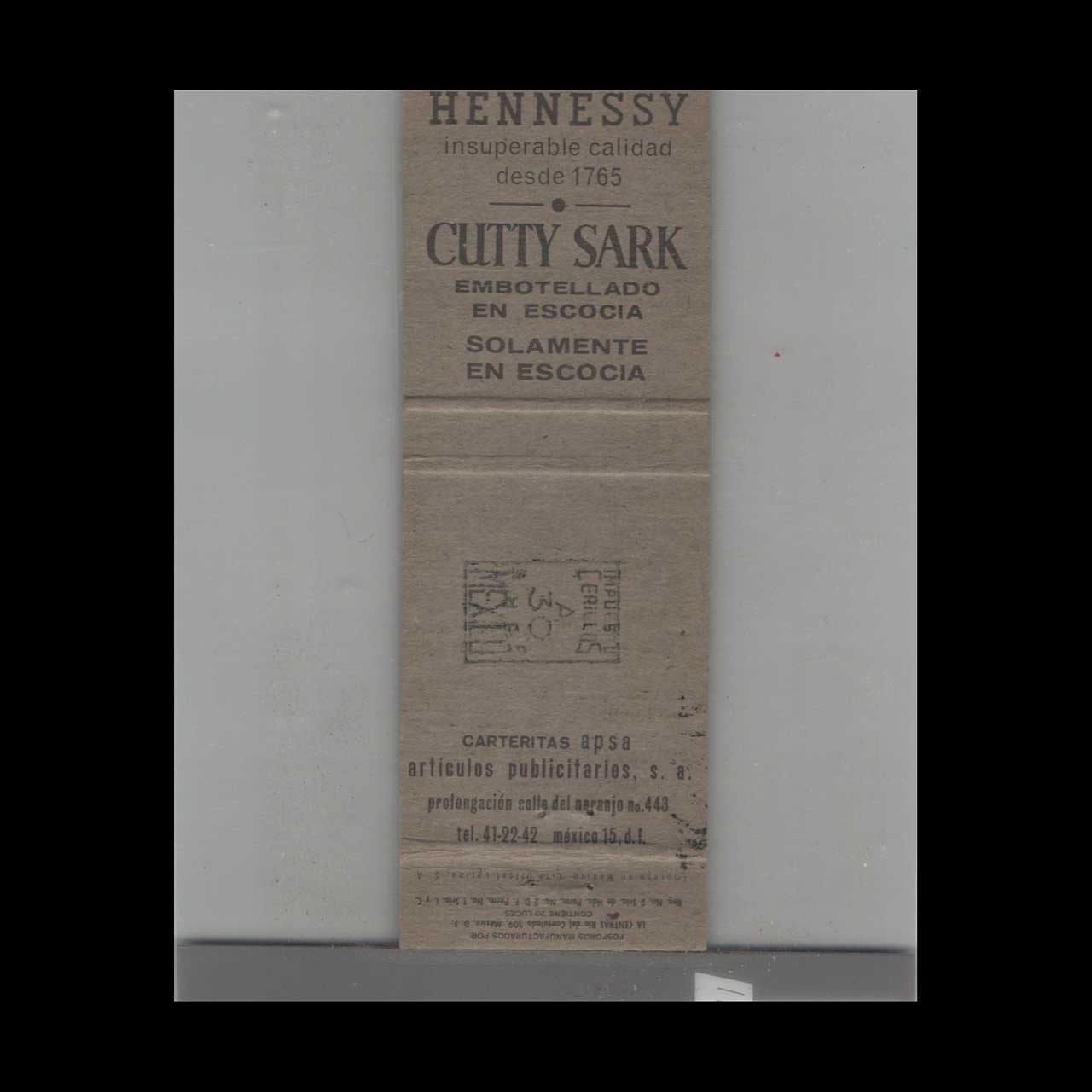Matchbook Cover Whiskey Cutty Sark Scotch Whisky Matchbook Cover Whiskey Cutty Sark Scotch Whisky