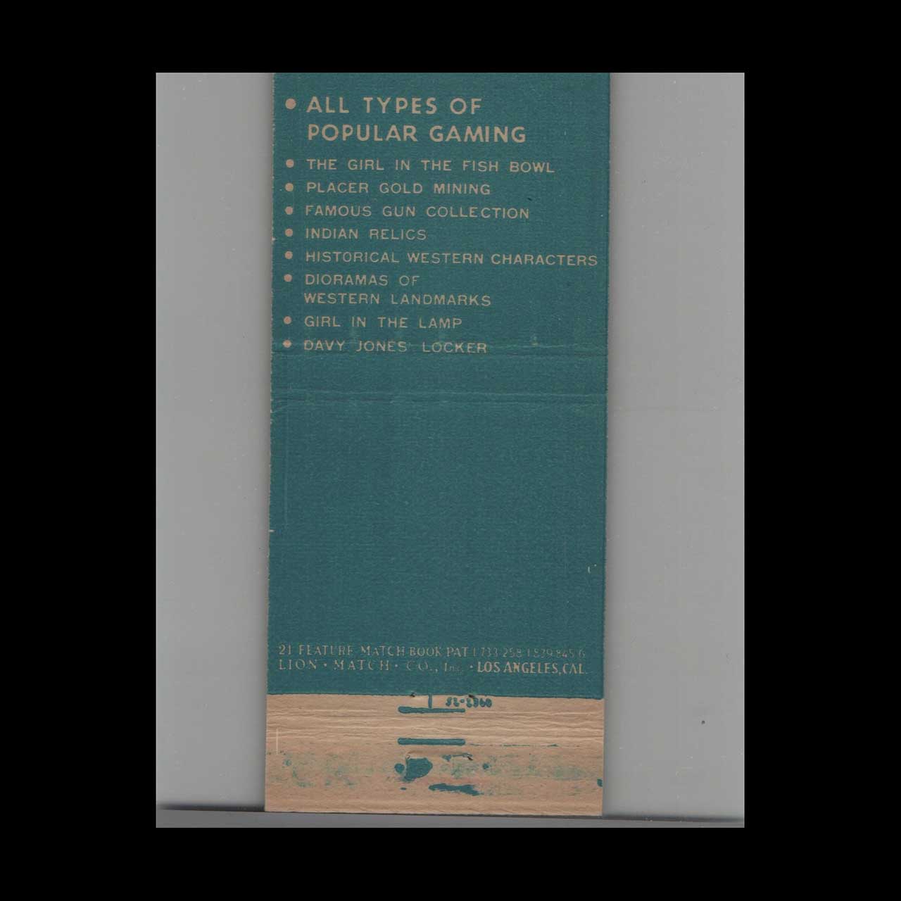 California Club Las Vegas Matchbook Cover California Club Las Vegas Matchbook Cover