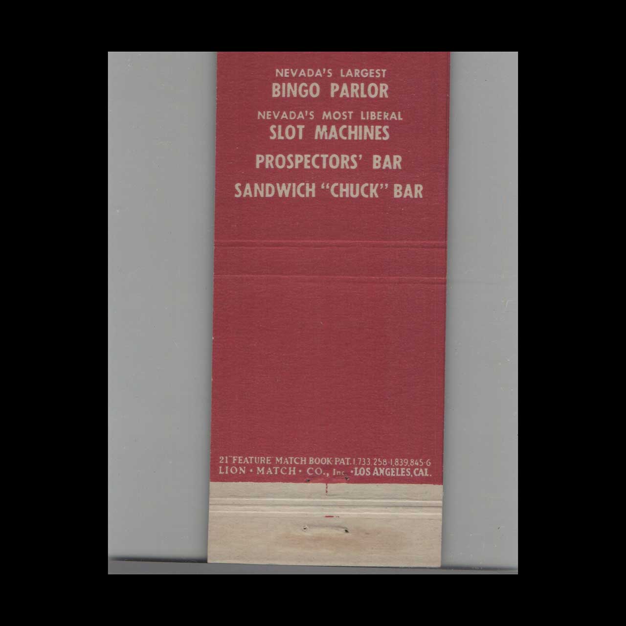 Lucky Strike Club Vegas Matchbook Cover Lucky Strike Club Vegas Matchbook Cover