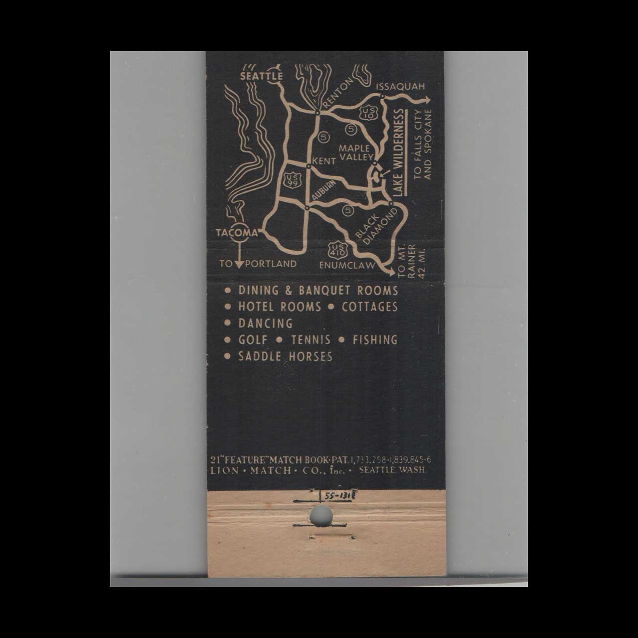 Gaffreys Lake Wilderness Resort Matchbook Cover Gaffreys Lake Wilderness Resort Matchbook Cover