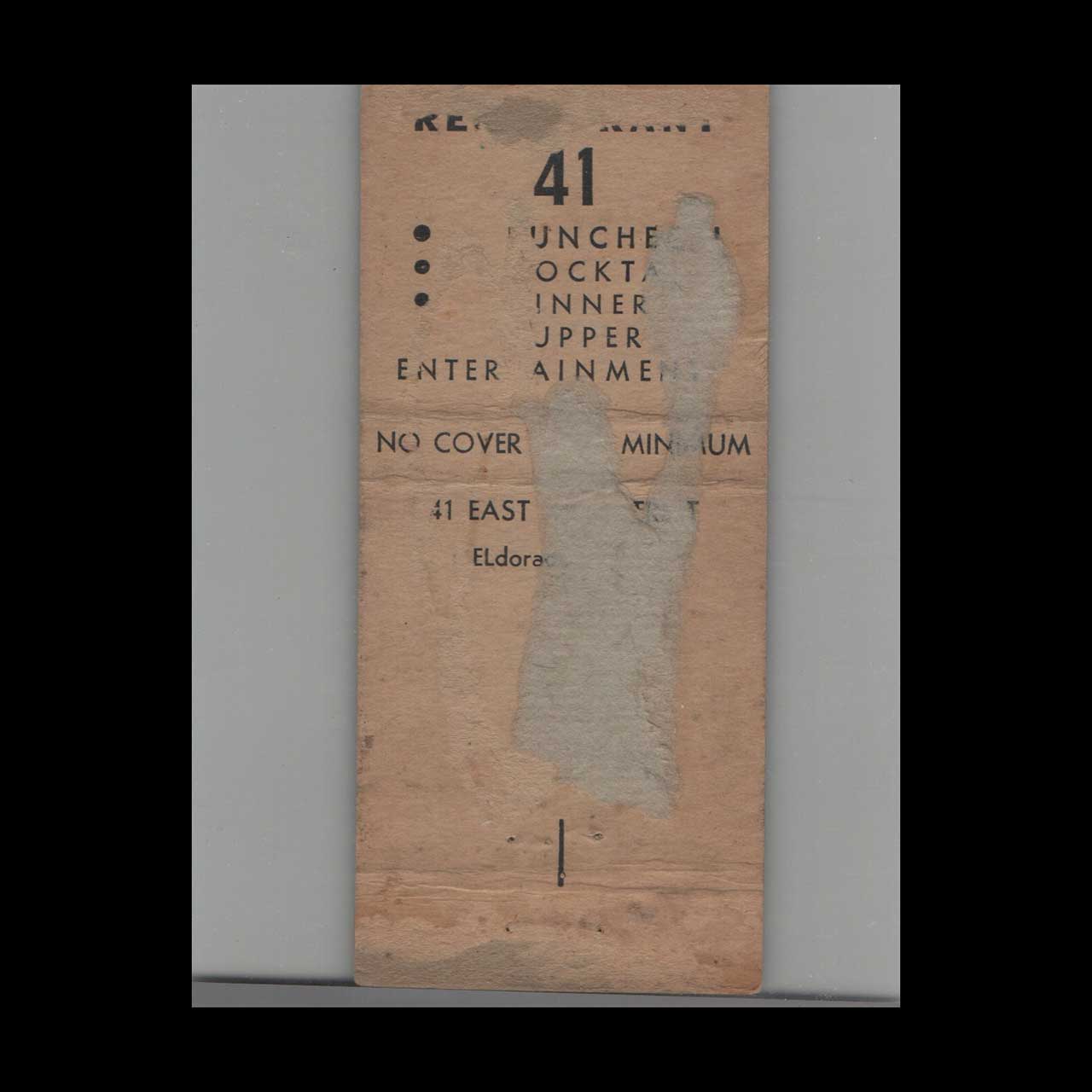 Stripped Feature Restaurant 41 Matchbook Cover NYC Stripped Feature Restaurant 41 Matchbook Cover NYC