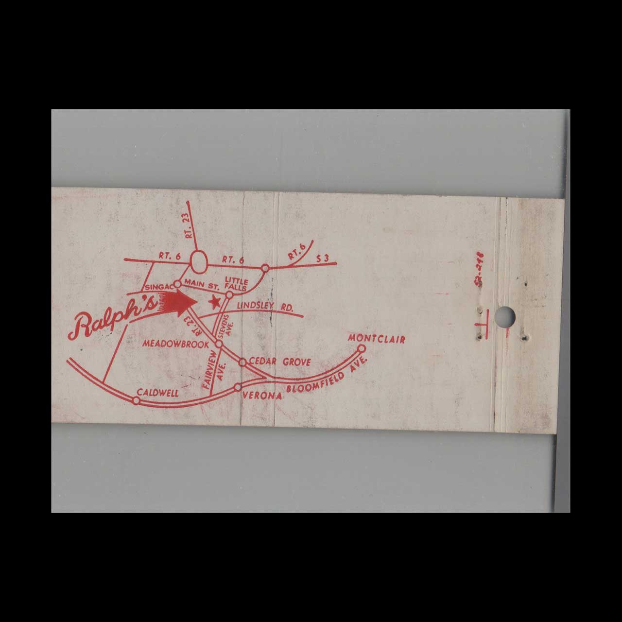 Ralphs Restaurant Matchbook Cover Cedar Grove NJ Ralphs Restaurant Matchbook Cover Cedar Grove NJ