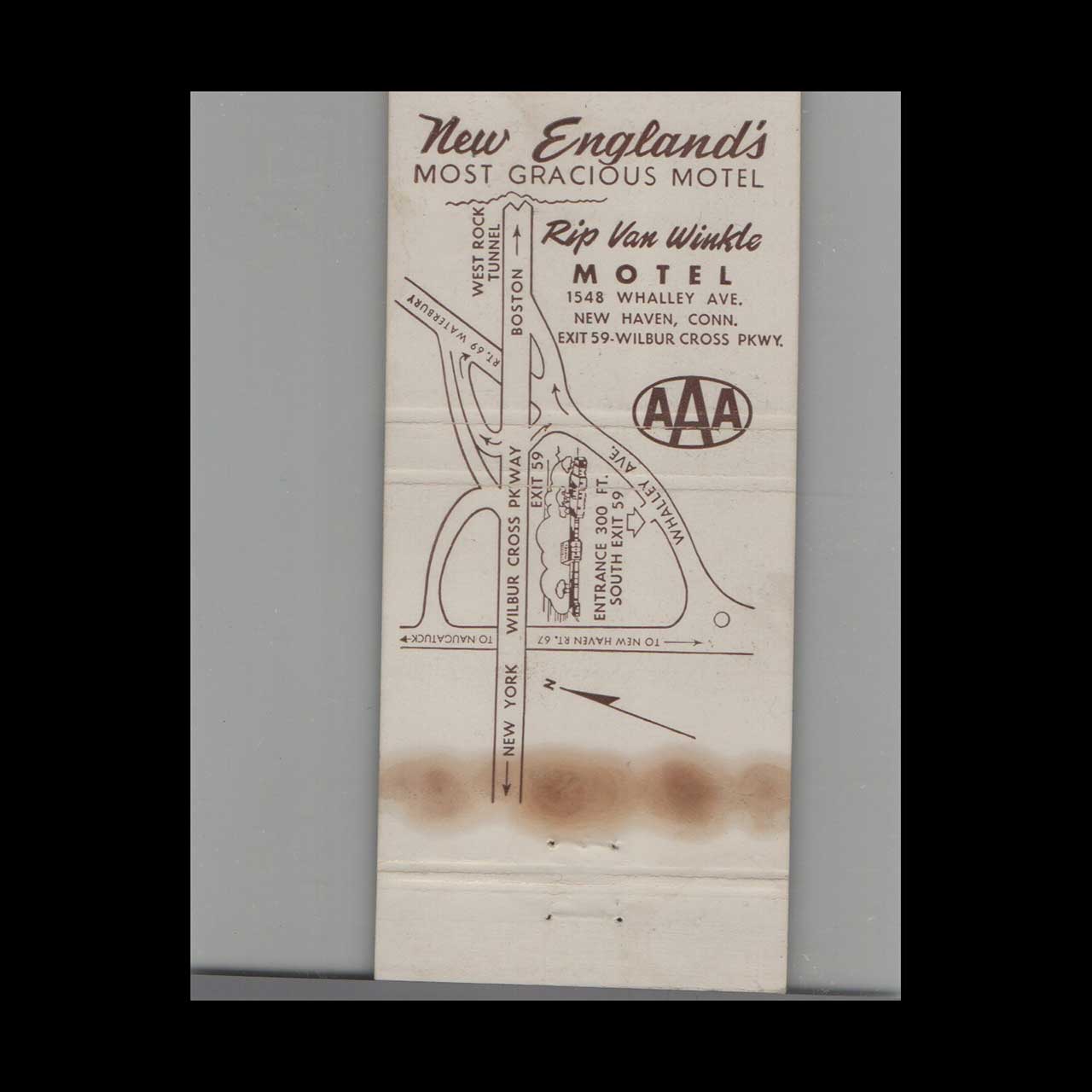 Rip Van Winkle Motel Matchbook Cover New Haven CT Rip Van Winkle Motel Matchbook Cover New Haven CT