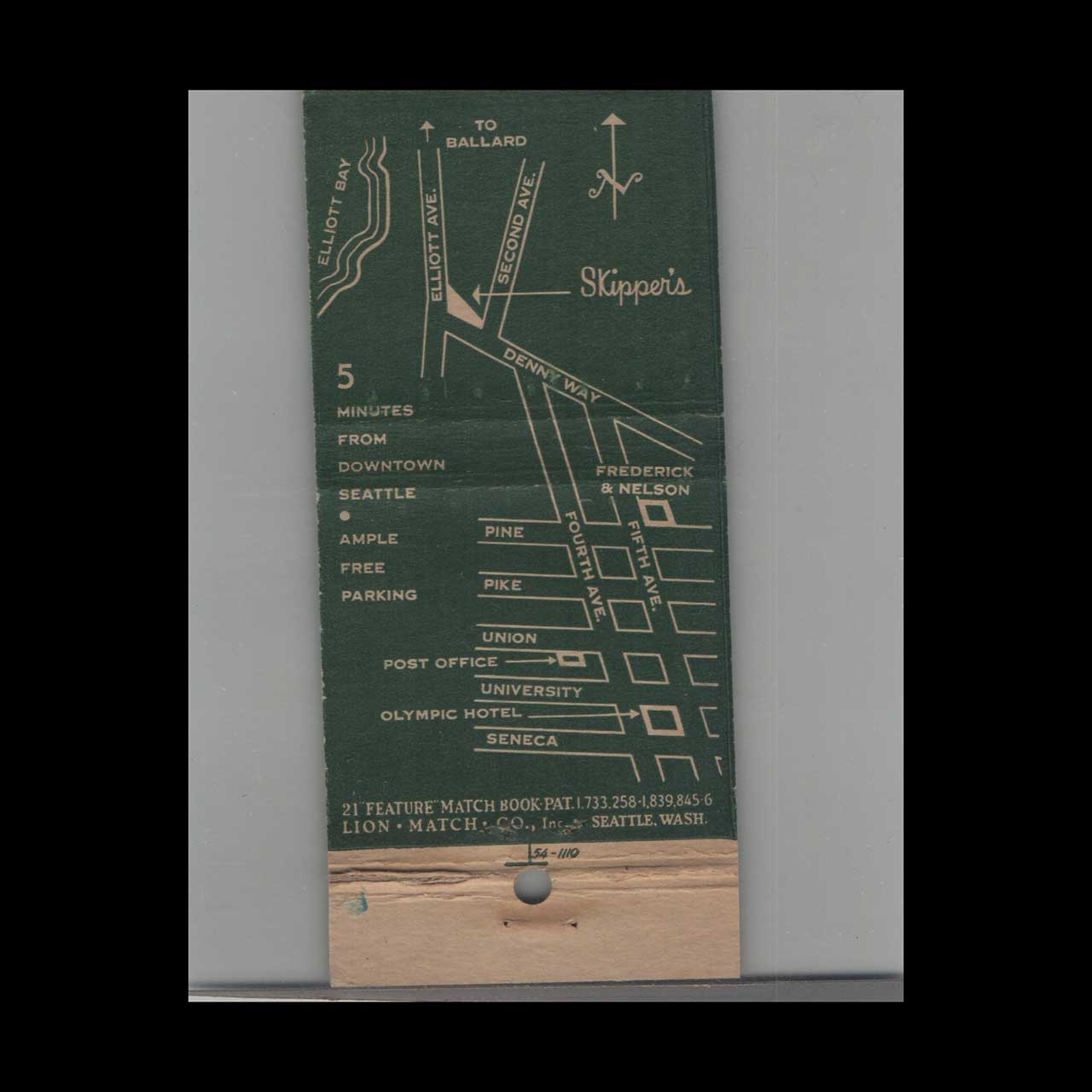 Skippers Sea Shanty Matchbook Cover Seattle WA Skippers Sea Shanty Matchbook Cover Seattle WA