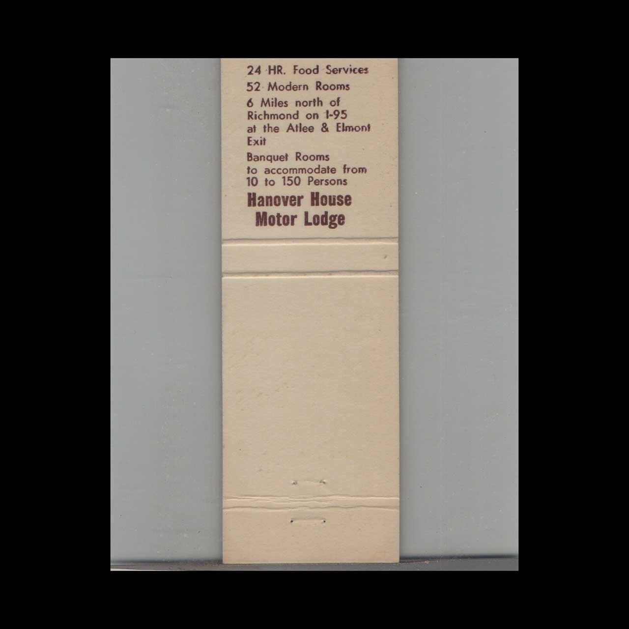 Native American Hanover House Motor Lodge Matchbook Cover Native American Hanover House Motor Lodge Matchbook Cover