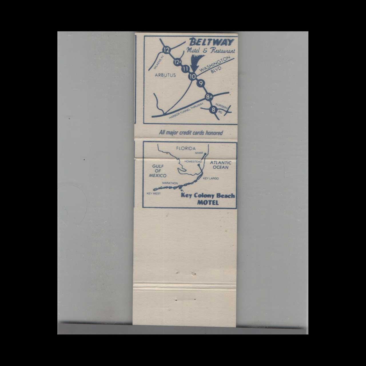 Beltway Motel & Restaurant Baltimore Matchbook Cover Beltway Motel & Restaurant Baltimore Matchbook Cover