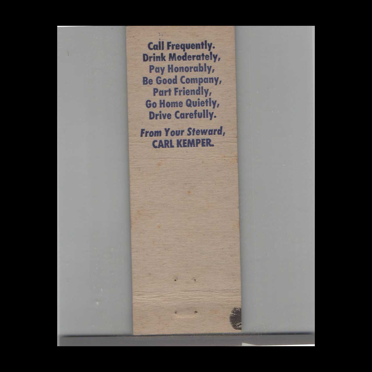 BPOE Elks Club No 381 Hancock MI Matchbook Cover BPOE Elks Club No 381 Hancock MI Matchbook Cover