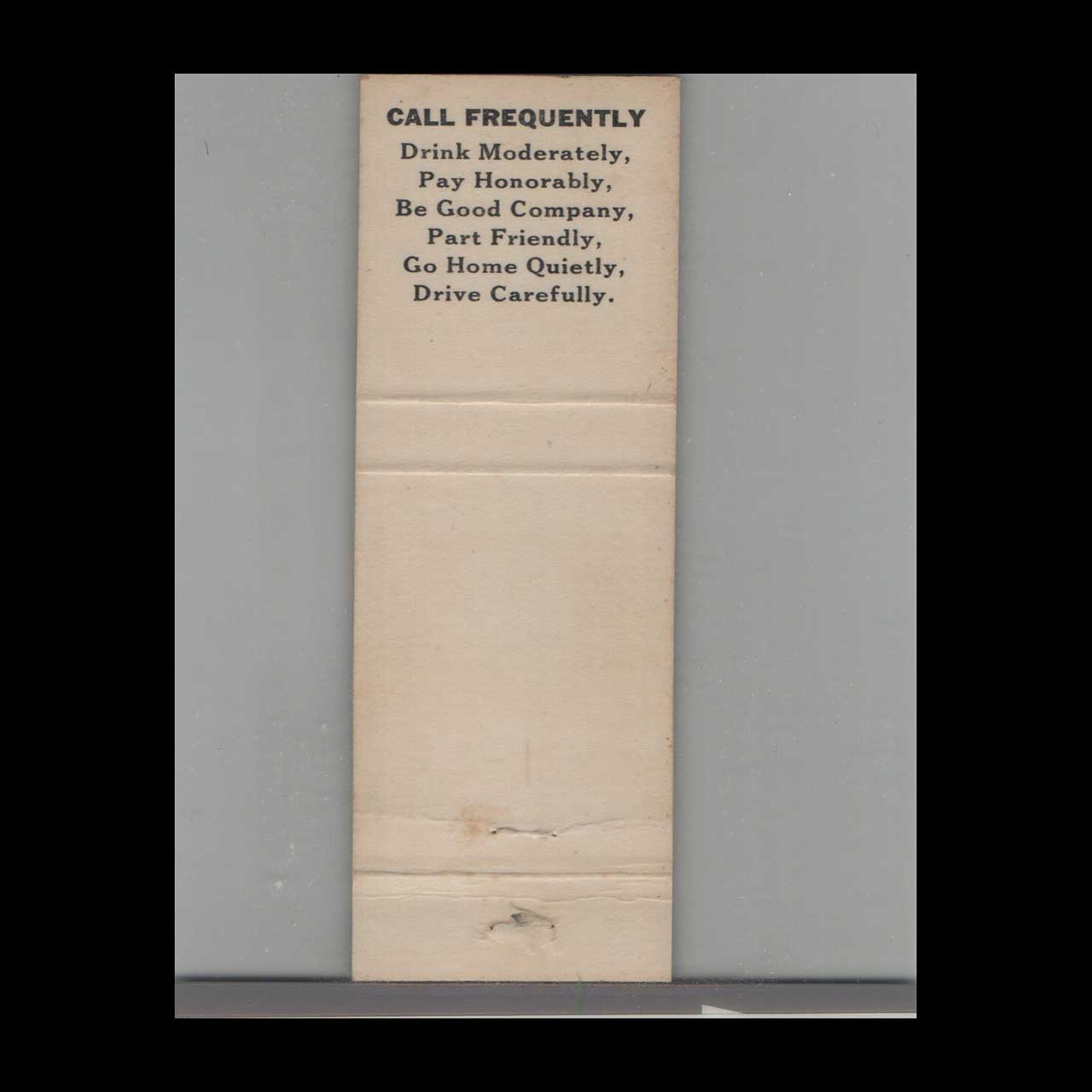 BPOE Elks Club No 381 Hancock MI Matchbook Cover BPOE Elks Club No 381 Hancock MI Matchbook Cover