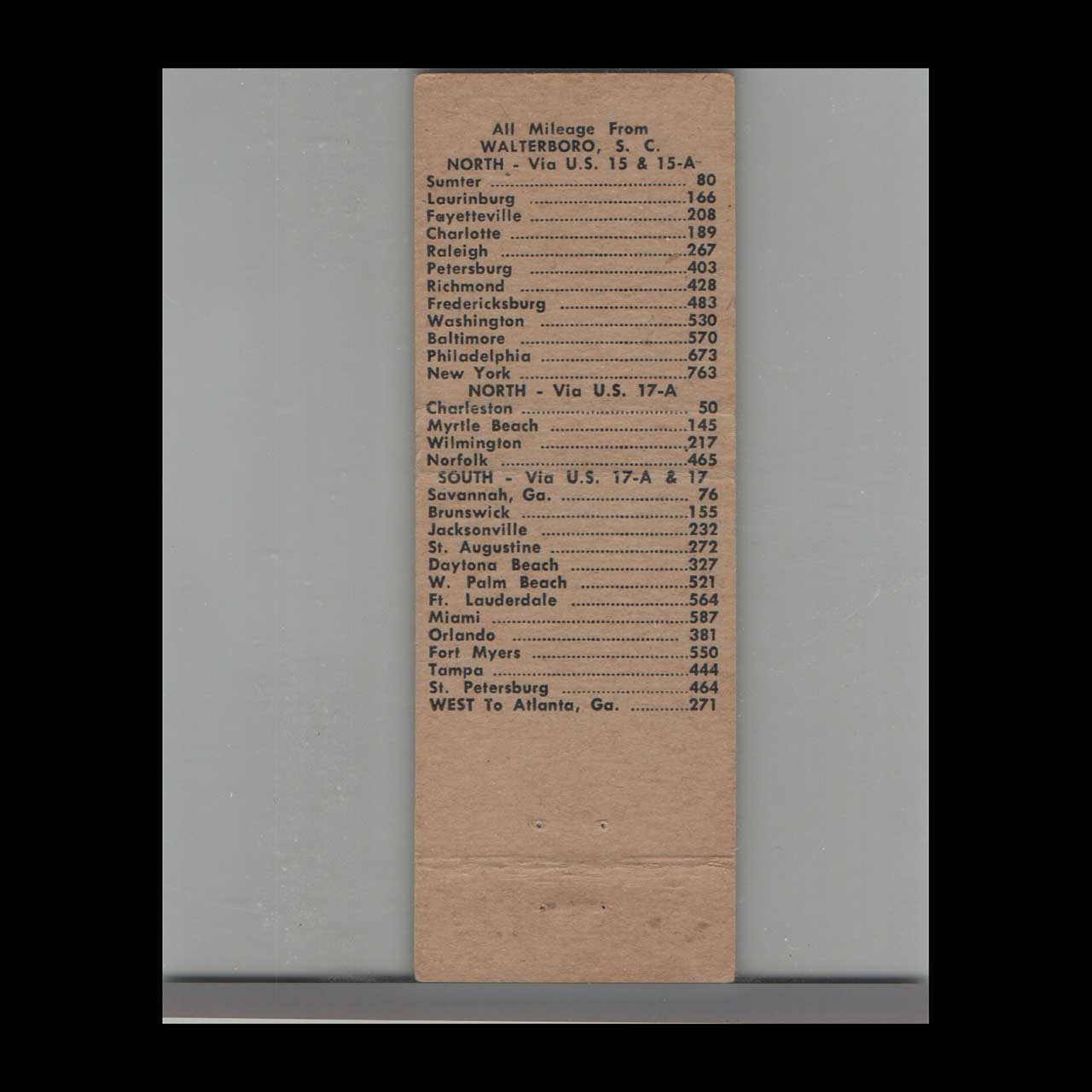 Pine Crest Restaurant Matchbook Cover Walterboro SC Pine Crest Restaurant Matchbook Cover Walterboro SC