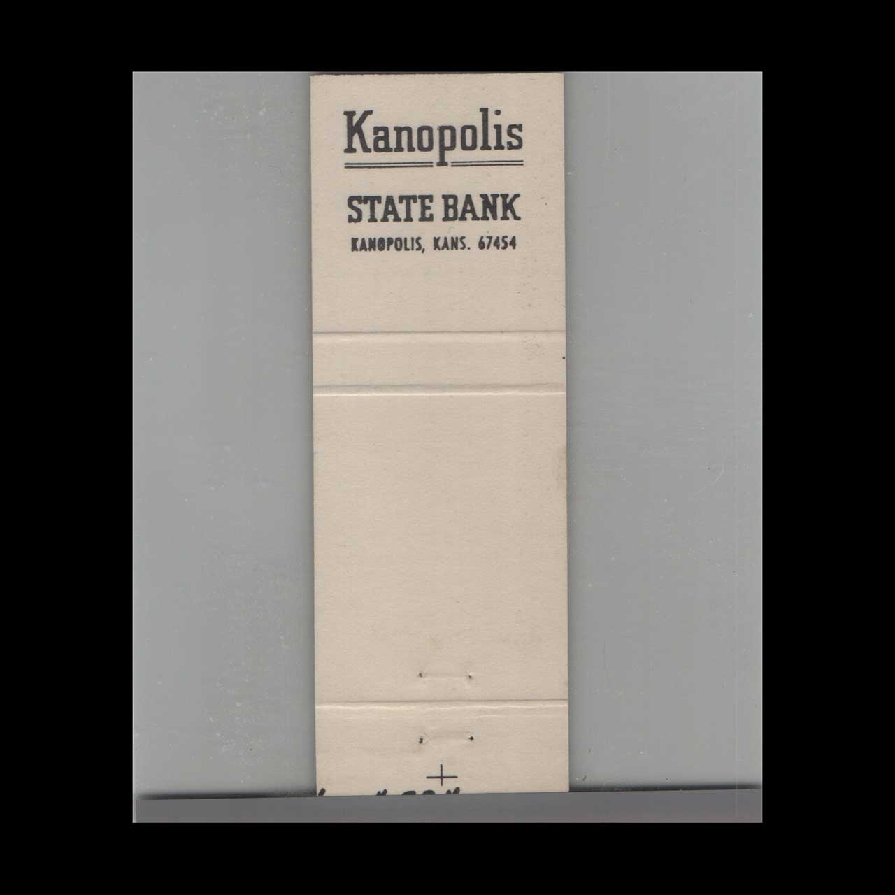 Come In Tomorrow Today Kanopolis State Bank Matchbook Cover Come In Tomorrow Today Kanopolis State Bank Matchbook Cover