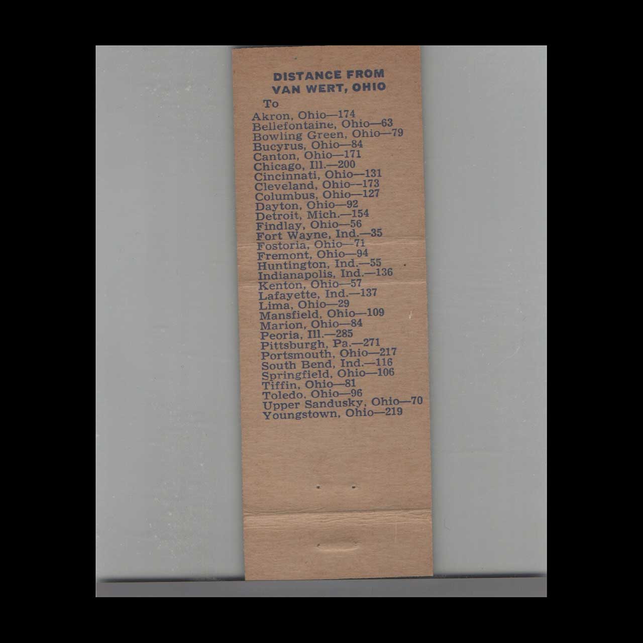 Yours & Mine Restaurant Matchbook Cover Van Wert OH Yours & Mine Restaurant Matchbook Cover Van Wert OH