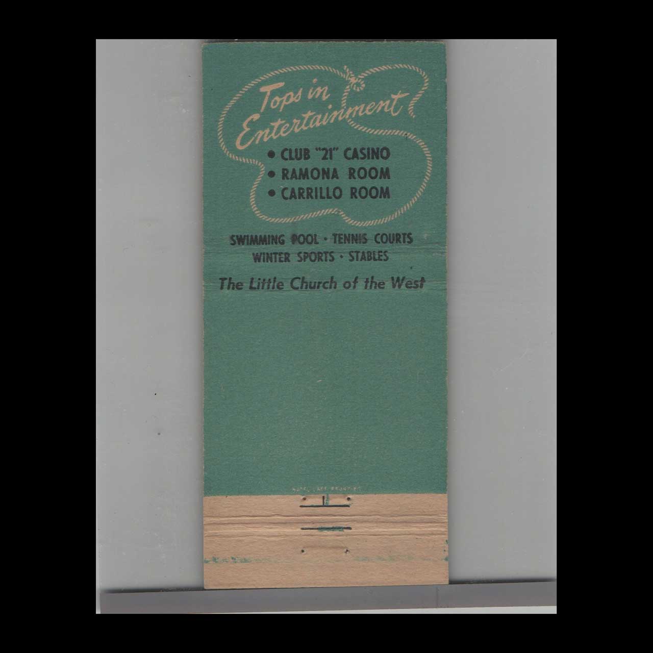 Matchbook Cover Stripped Feature Hotel Last Frontier Las Vegas NV Matchbook Cover Stripped Feature Hotel Last Frontier Las Vegas NV