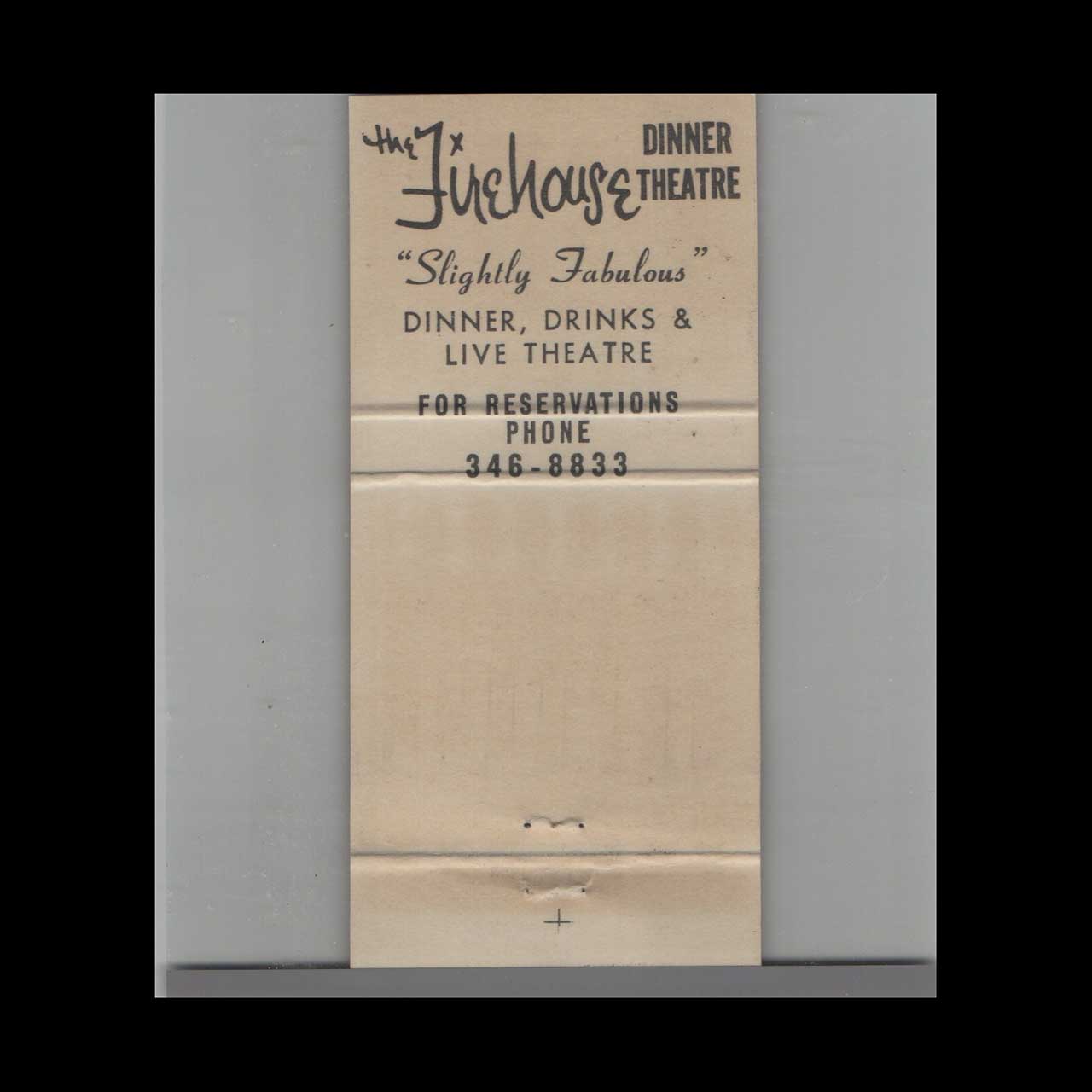 Firehouse Dinner Theatre Omaha Matchbook Cover Firehouse Dinner Theatre Omaha Matchbook Cover
