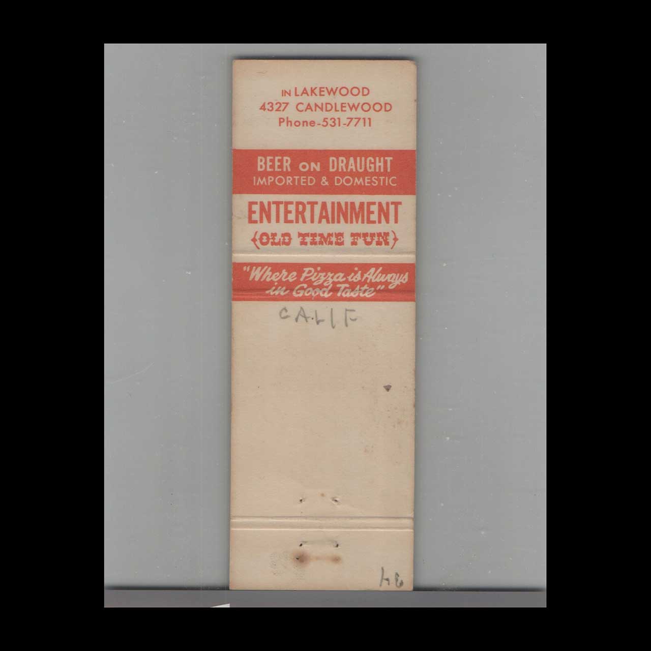 Pizza Village Inn Matchbook Cover Pizza Village Inn Matchbook Cover