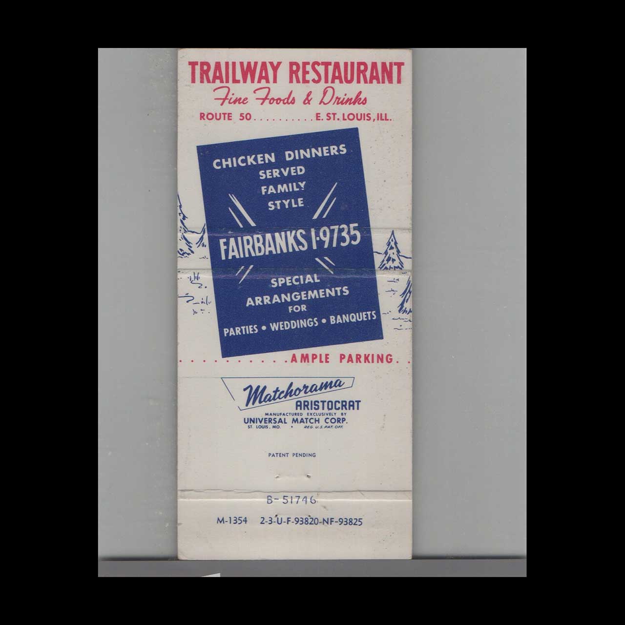 Trailway Restaurant East St Louis Matchbook Cover Trailway Restaurant East St Louis Matchbook Cover