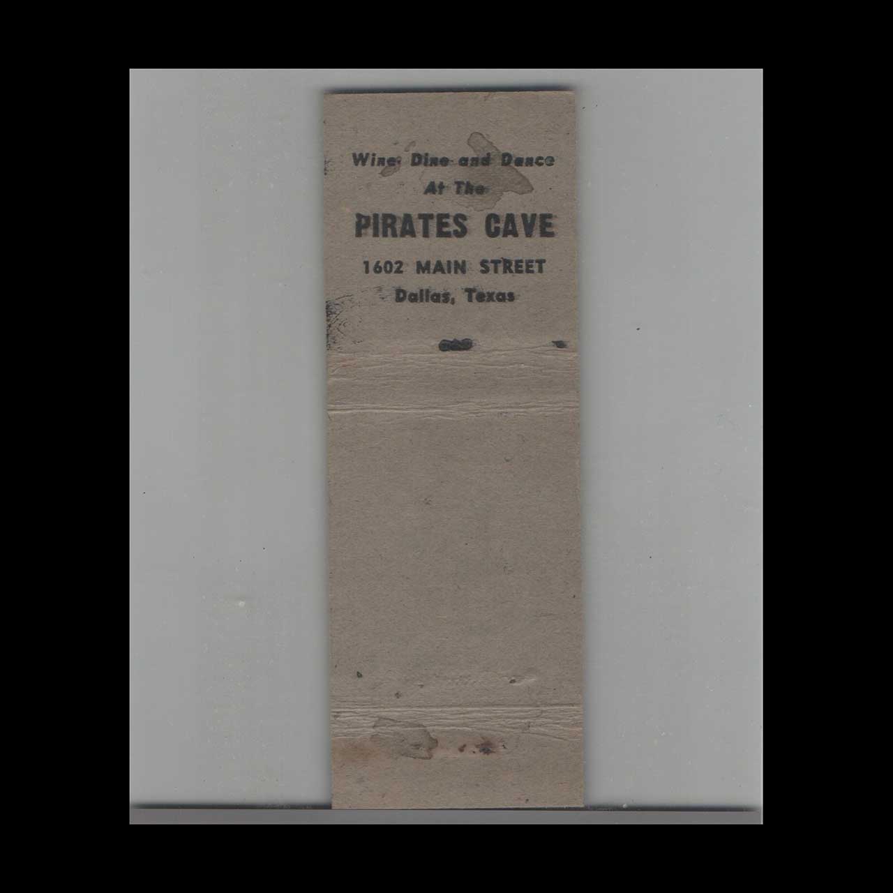 Pirates Cave Fried Chicken Dallas TX Matchbook Cover Pirates Cave Fried Chicken Dallas TX Matchbook Cover