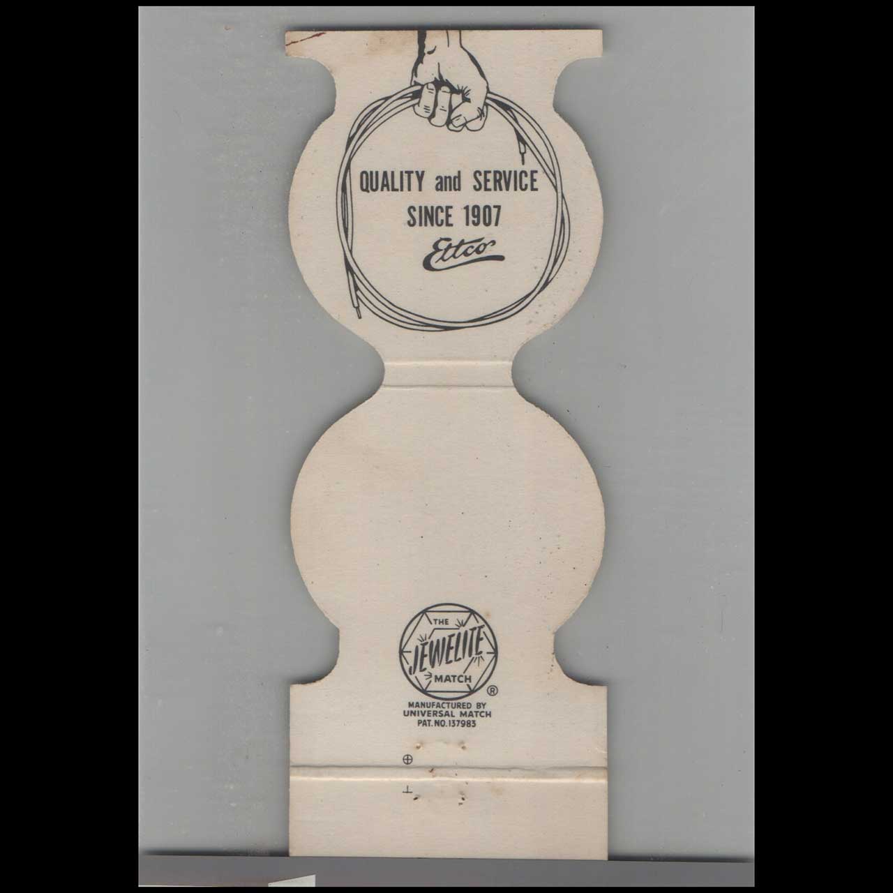 Jewelite Ettco Wire & Cable Matchbook Cover Brooklyn NY Jewelite Ettco Wire & Cable Matchbook Cover Brooklyn NY