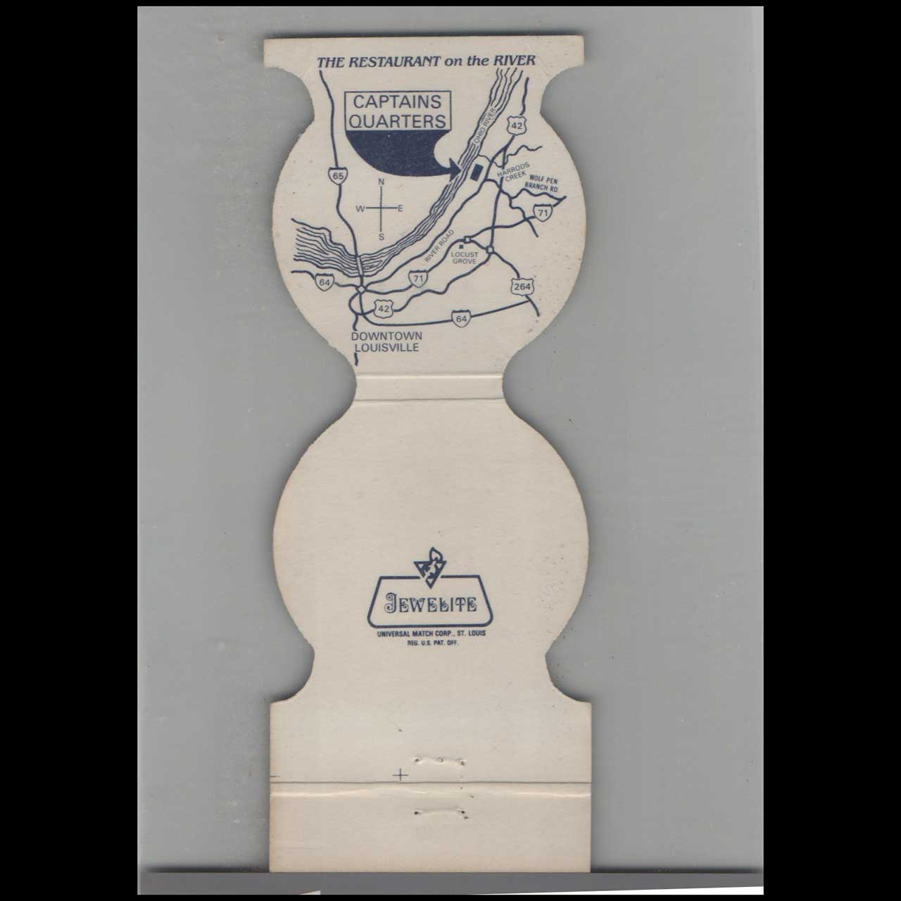 Jewelite Captains Quarters Matchbook Cover Louisville Jewelite Captains Quarters Matchbook Cover Louisville