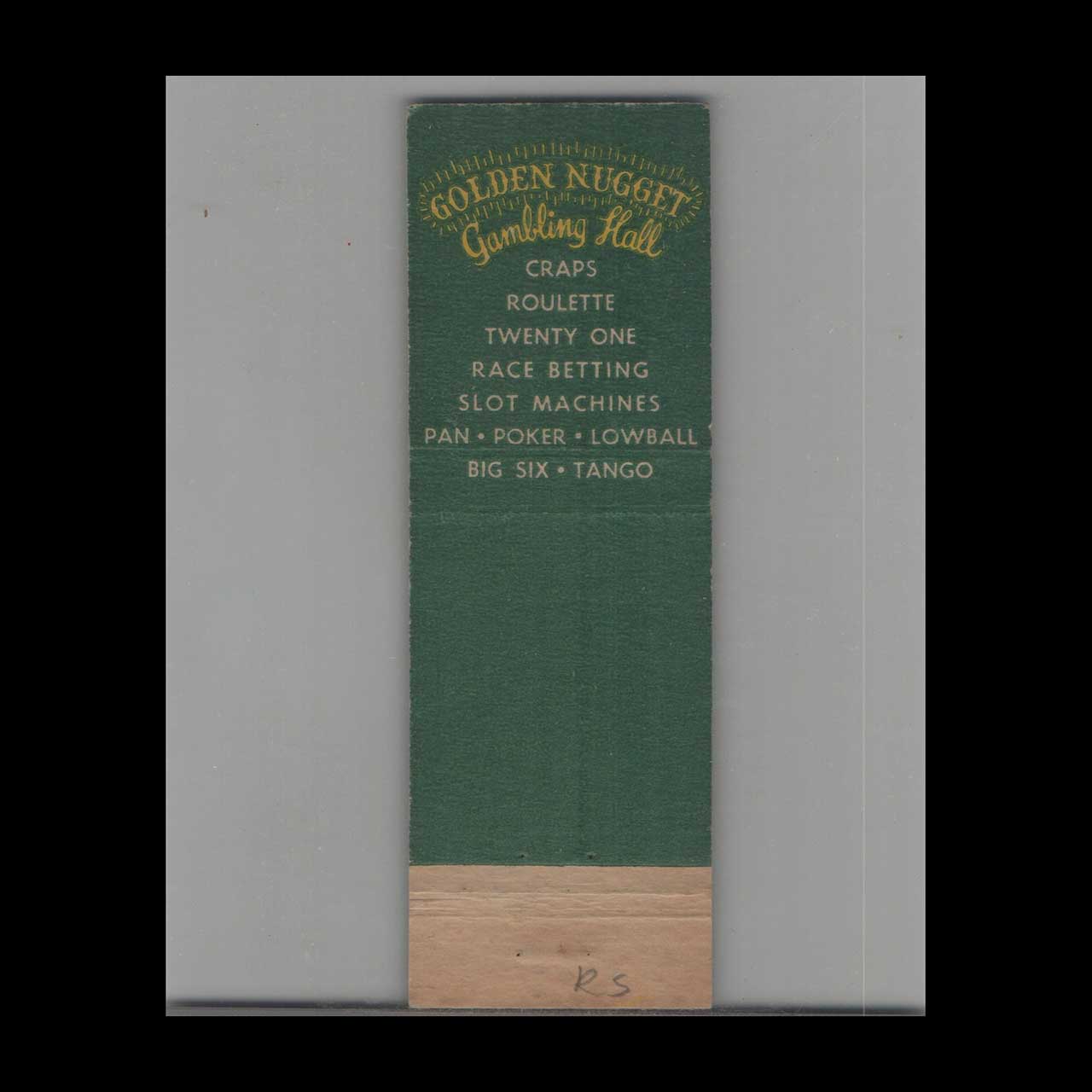 Golden Nugget Las Vegas Matchbook Cover Golden Nugget Las Vegas Matchbook Cover