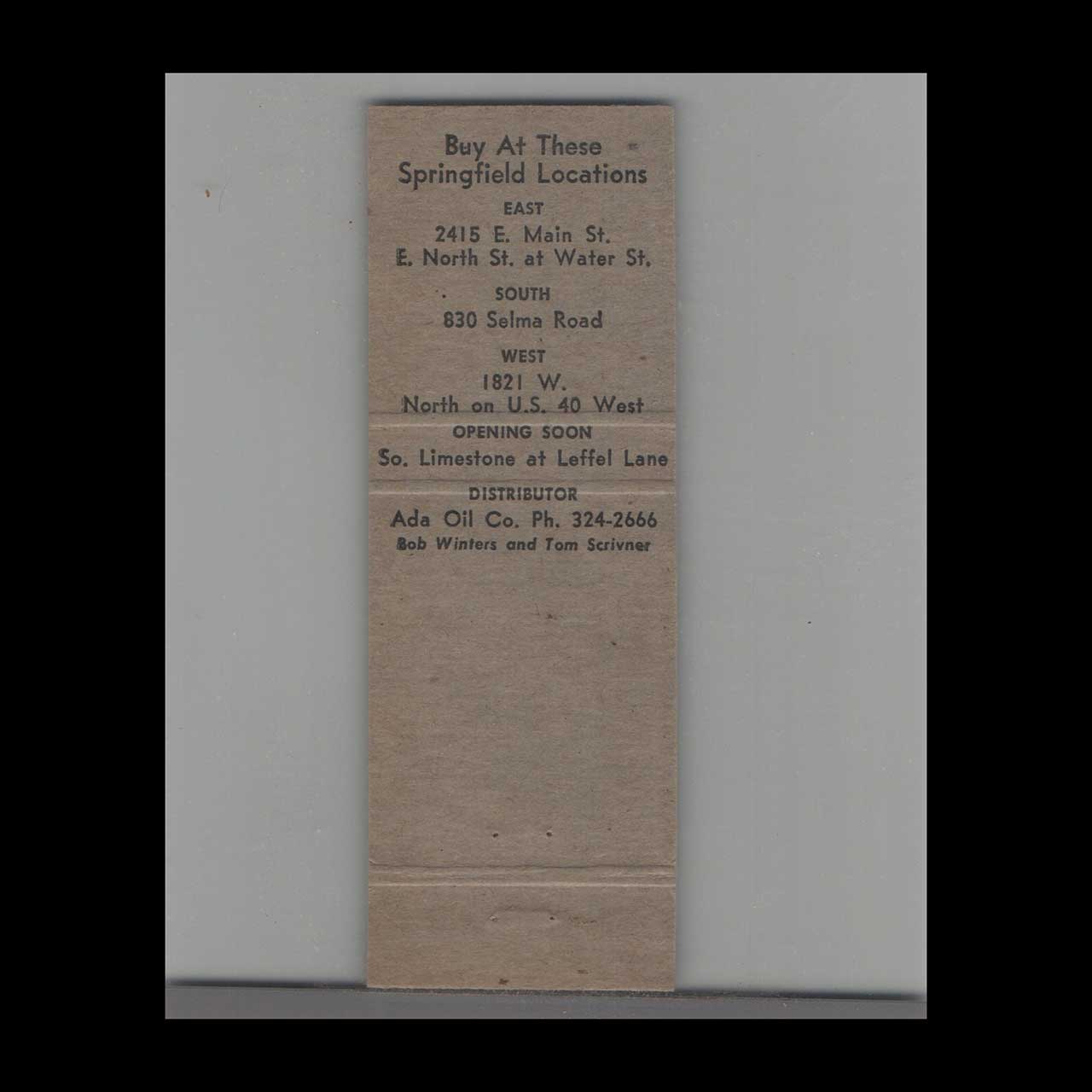 East Main 3 Minute Car Wash Matchbook Cover East Main 3 Minute Car Wash Matchbook Cover