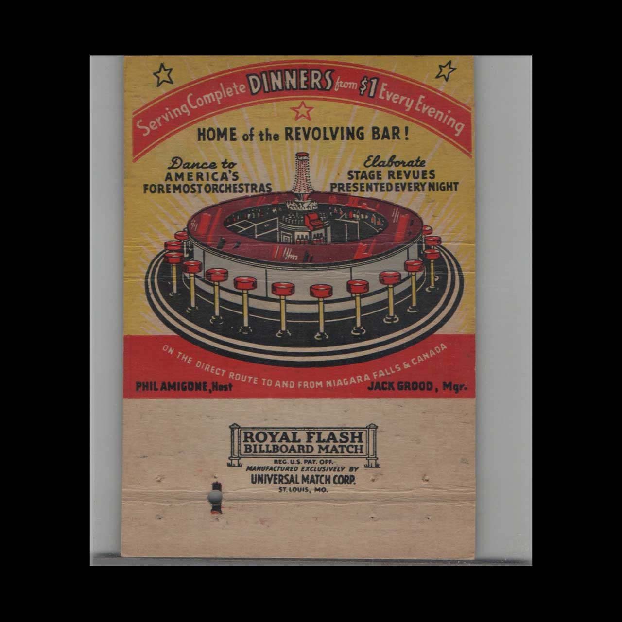 Royal Flash Chez Ami Buffalo NY Matchbook Cover Royal Flash Chez Ami Buffalo NY Matchbook Cover