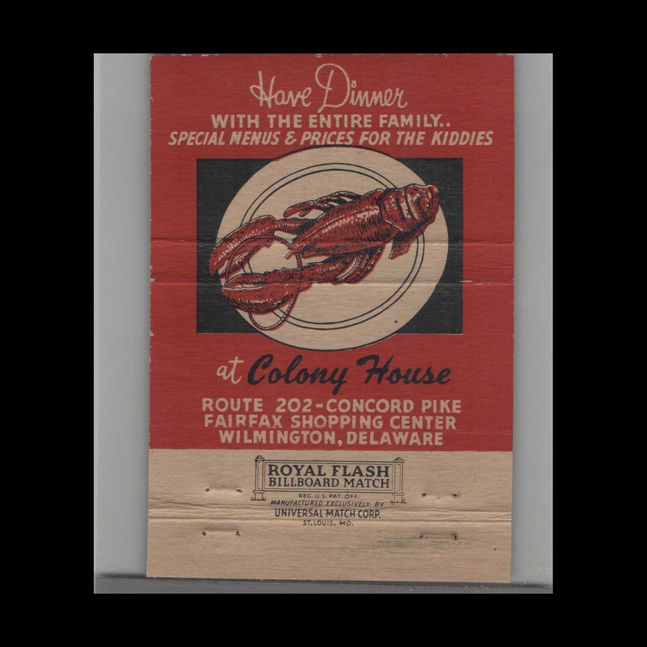 Royal Flash Colony House Restaurant Matchbook Cover Royal Flash Colony House Restaurant Matchbook Cover