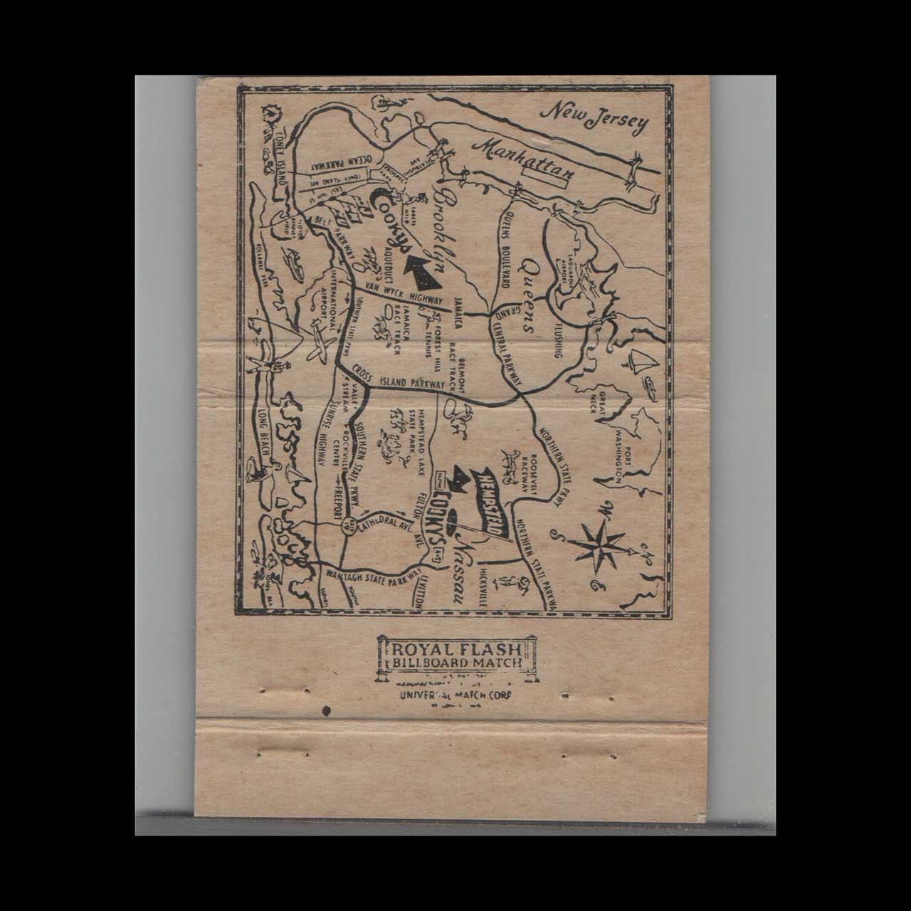 Royal Flash Cookys Matchbook Cover Brooklyn Hempstead NY Royal Flash Cookys Matchbook Cover Brooklyn Hempstead NY