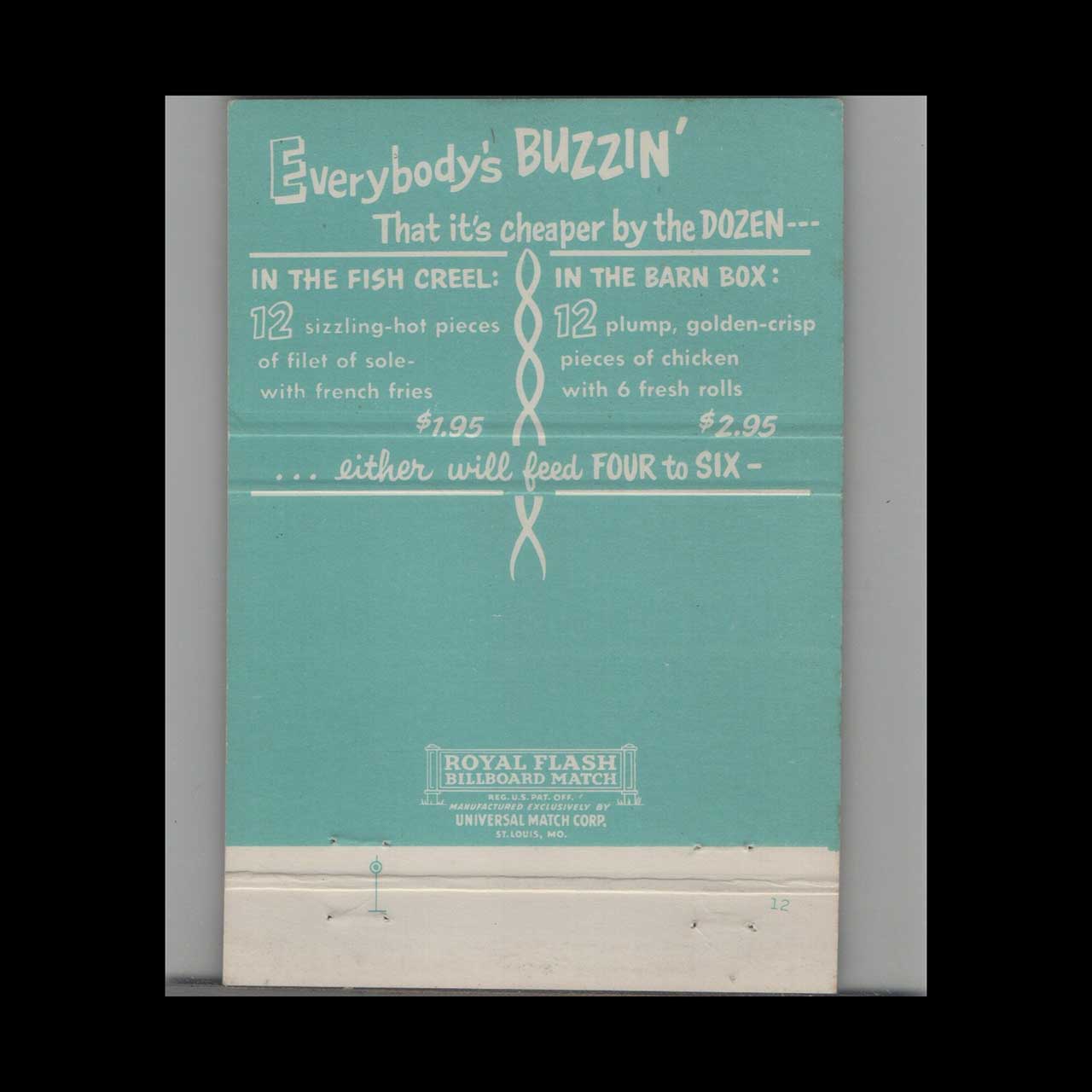 Royal Flash Manners County Cousin Chicken Matchbook Cover Royal Flash Manners County Cousin Chicken Matchbook Cover