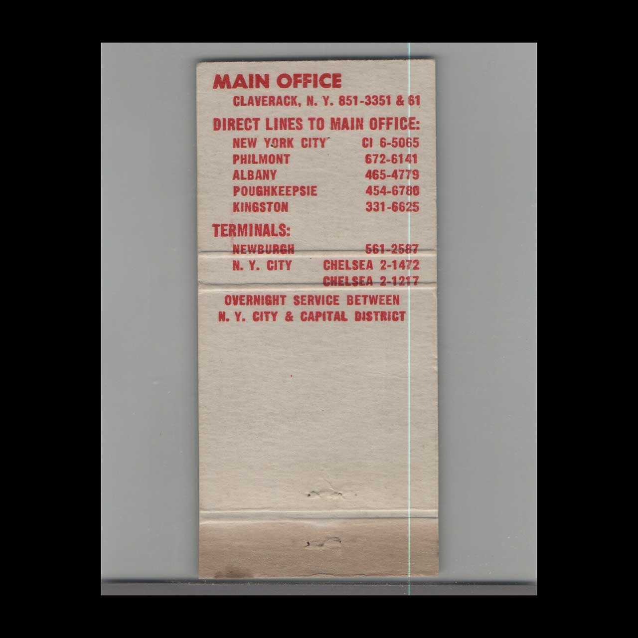 Harders Express Truck Line Matchbook Cover Claverack NY Harders Express Truck Line Matchbook Cover Claverack NY