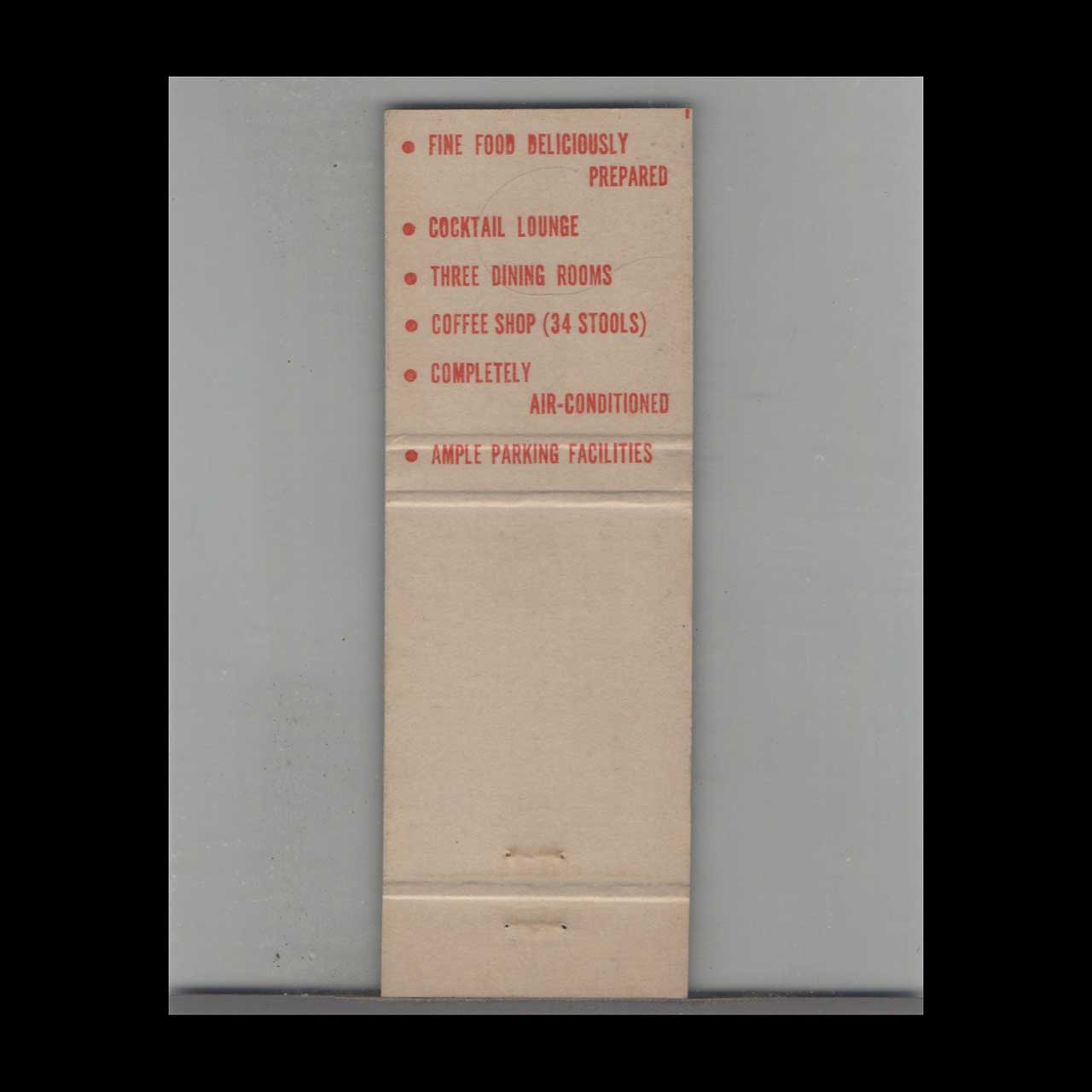 White House Restaurant Worcester MA Matchbook Cover White House Restaurant Worcester MA Matchbook Cover