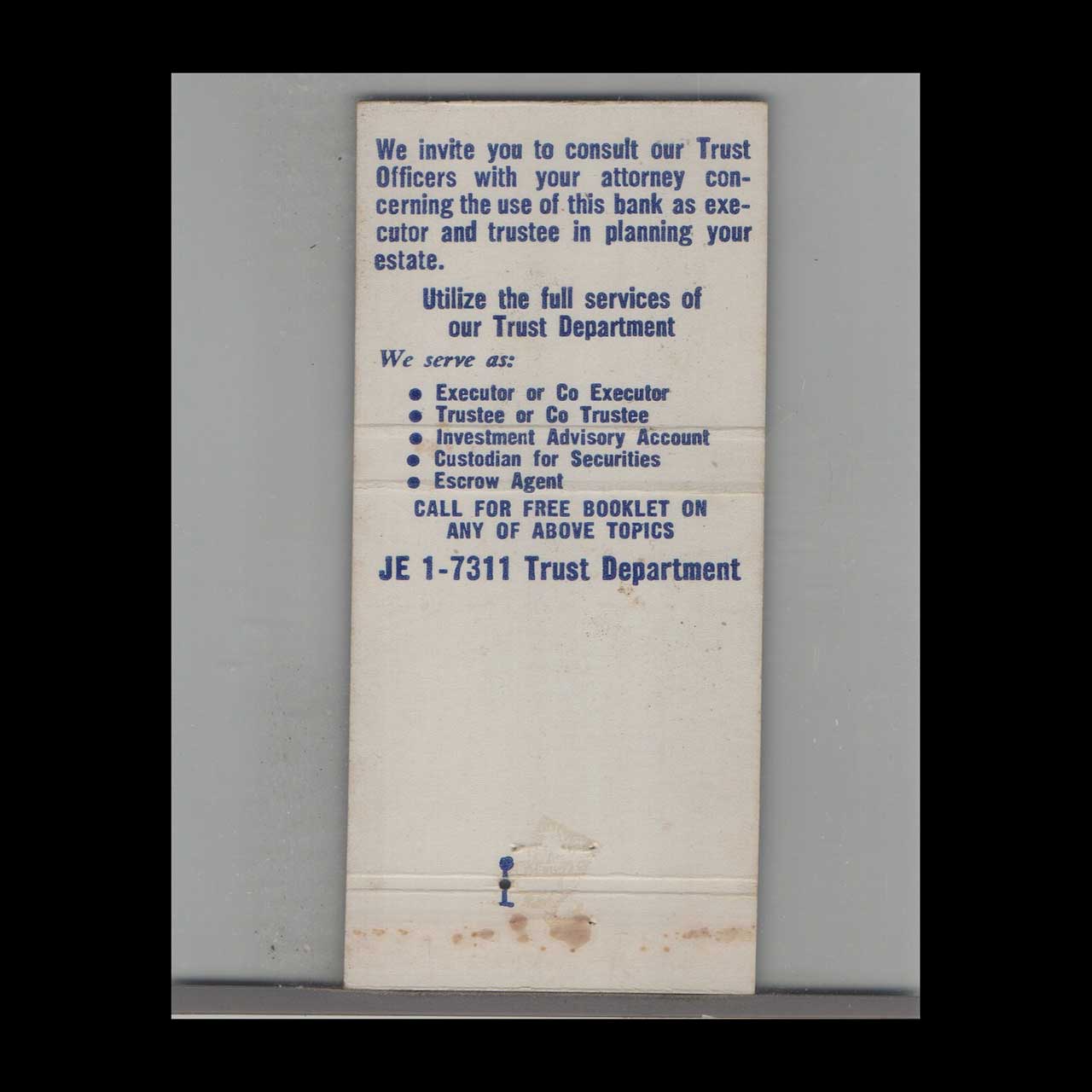 Matchbook Cover Miami Beach FL First National Bank Matchbook Cover Miami Beach FL First National Bank