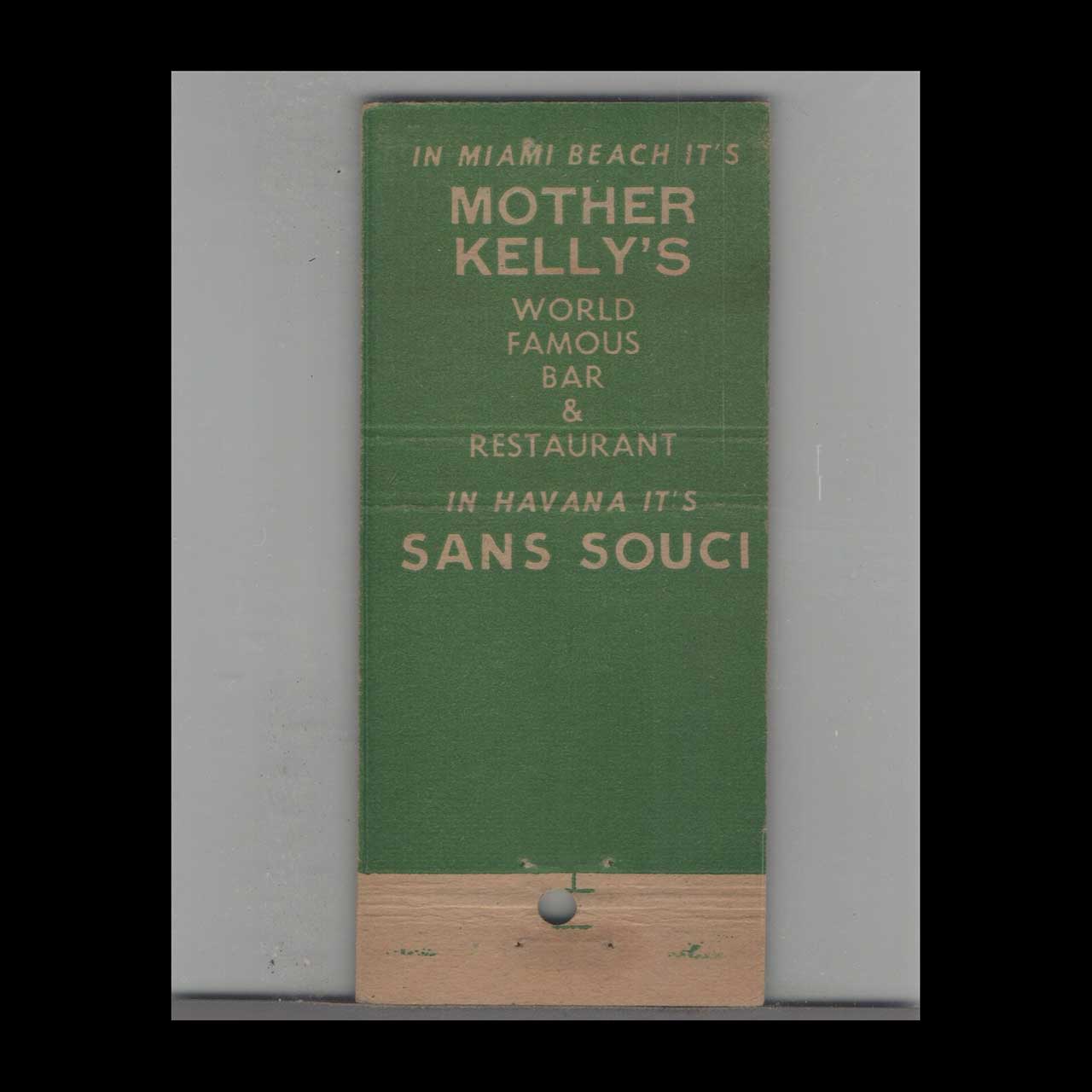 Matchbook Cover Miami Beach FL Mother Kellys Showplace & Restaurant Matchbook Cover Miami Beach FL Mother Kellys Showplace & Restaurant