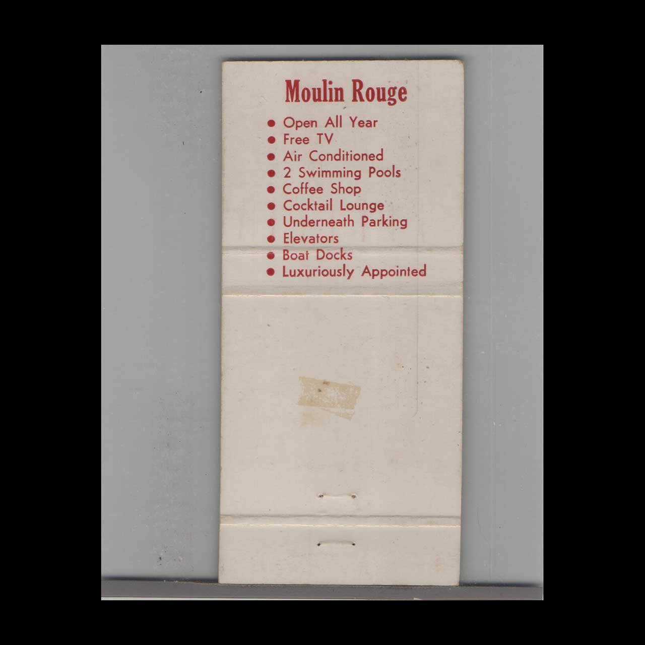 Matchbook Cover Miami Beach FL Moulin Rouge Luxury Motel White Matchbook Cover Miami Beach FL Moulin Rouge Luxury Motel White