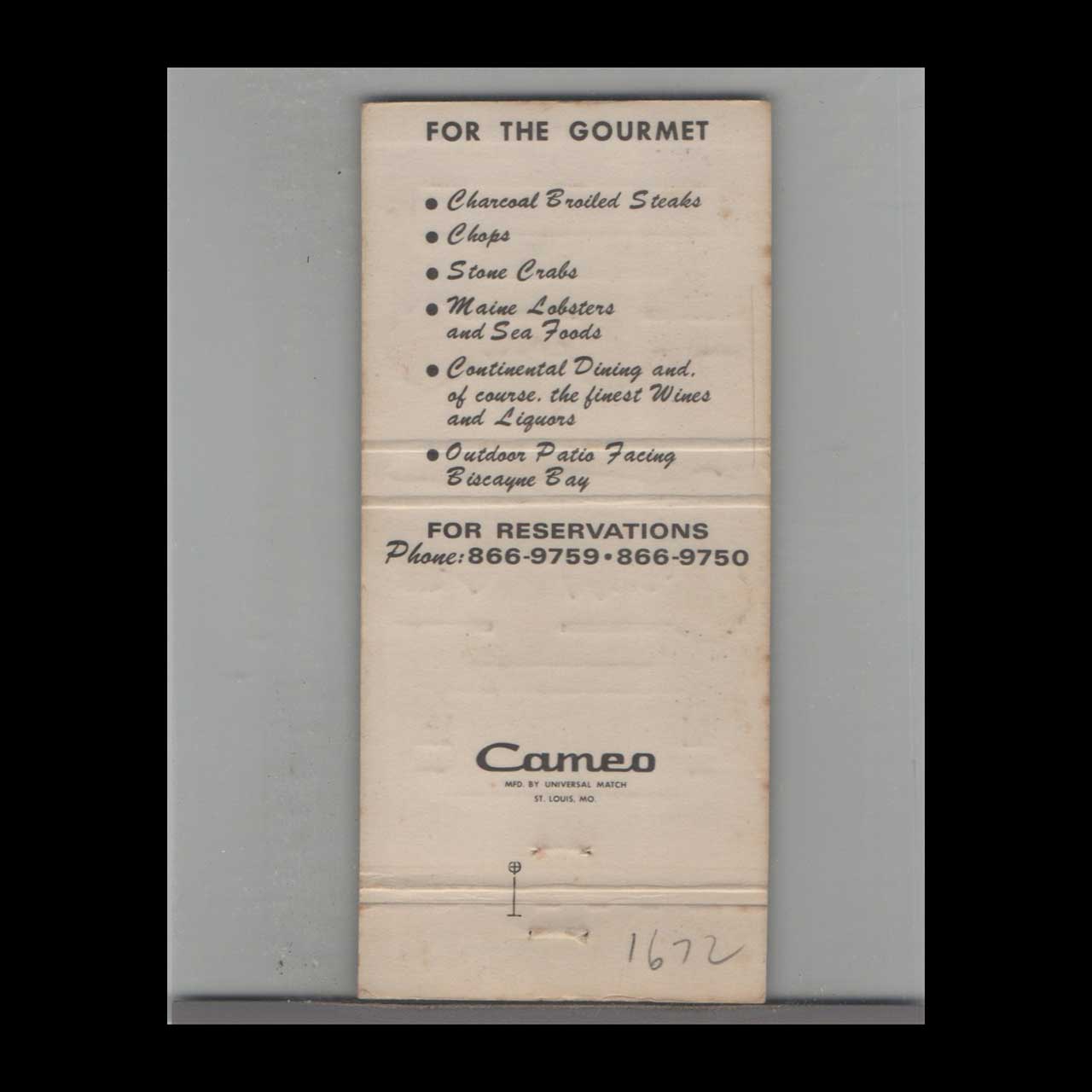 Matchbook Cover Miami Beach FL Nick And Arthur Restaurant Gold Matchbook Cover Miami Beach FL Nick And Arthur Restaurant Gold