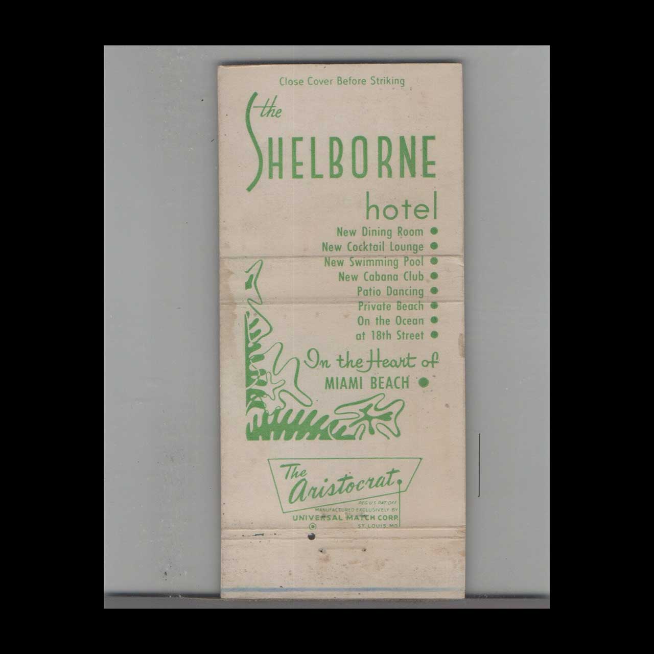Matchbook Cover Miami Beach FL The Shelborne Hotel Matchbook Cover Miami Beach FL The Shelborne Hotel