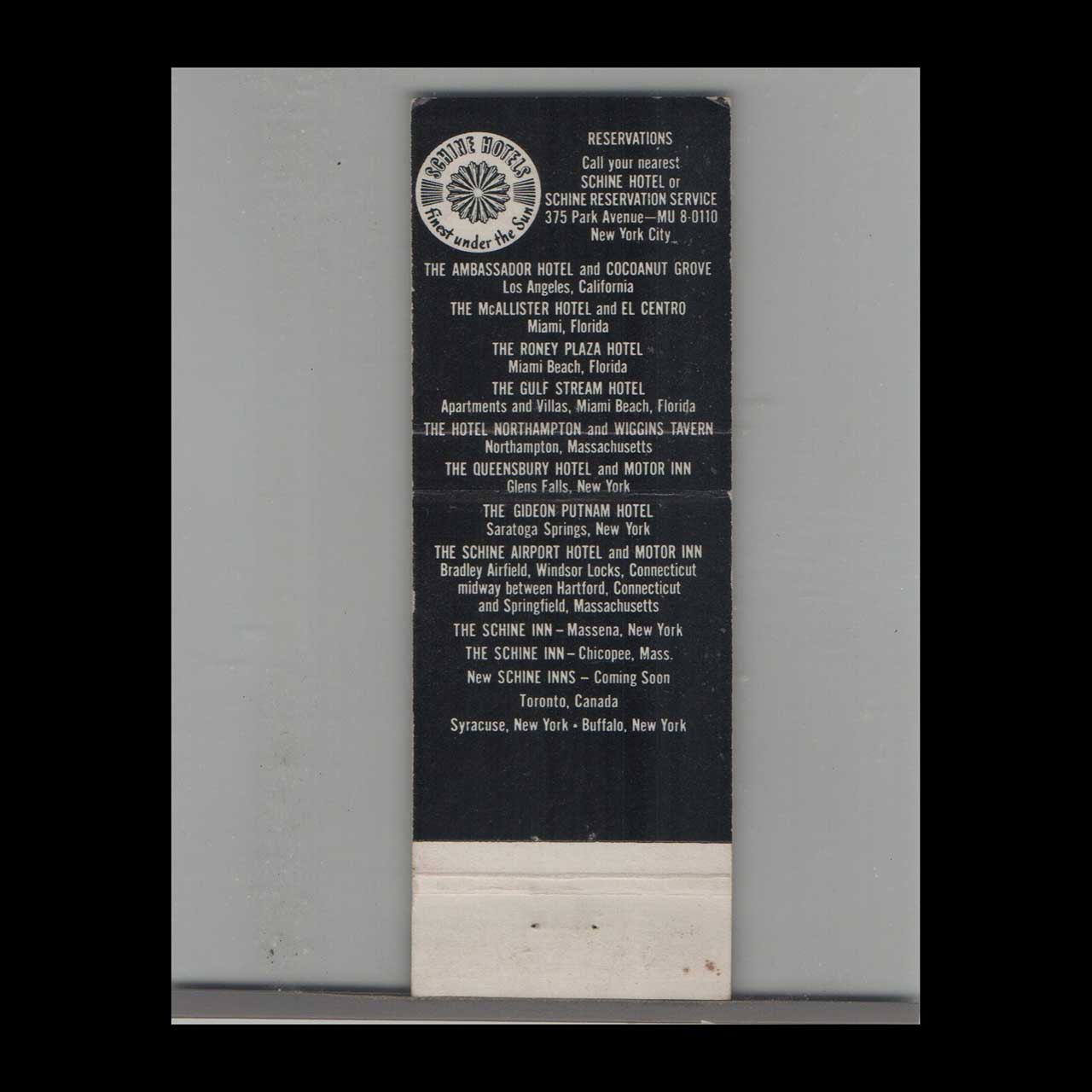 Matchbook Cover Schine Hotels Ambassador Los Angeles CA Matchbook Cover Schine Hotels Ambassador Los Angeles CA