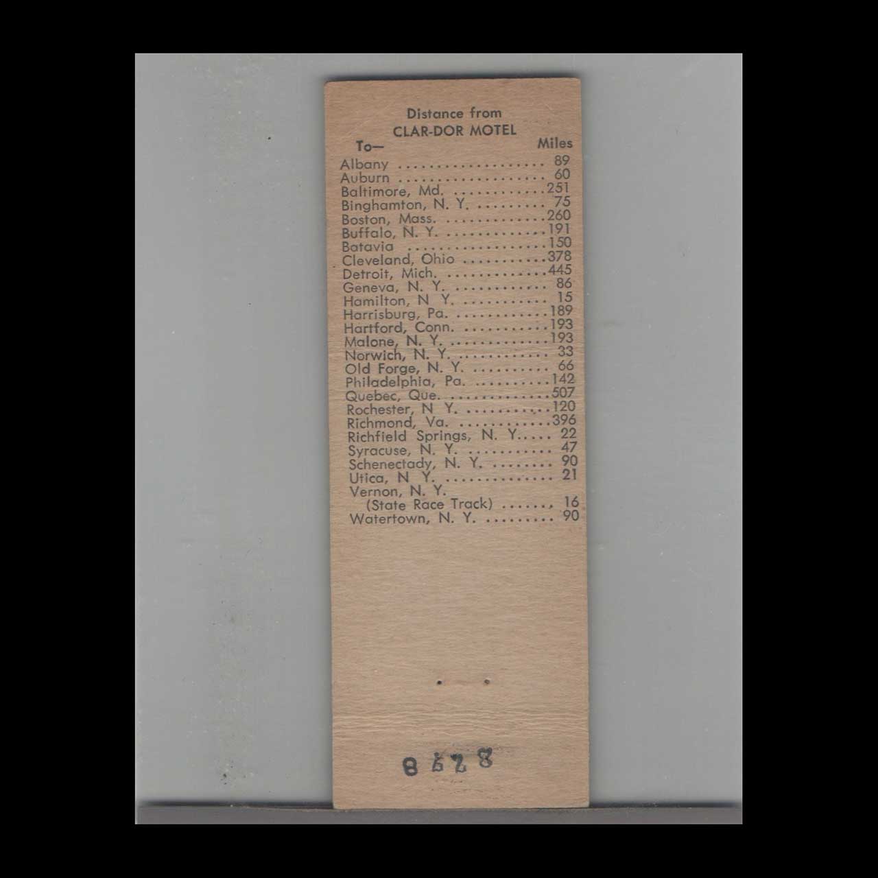 Matchbook Cover Clar Dor Motel Sangerfield NY Matchbook Cover Clar Dor Motel Sangerfield NY